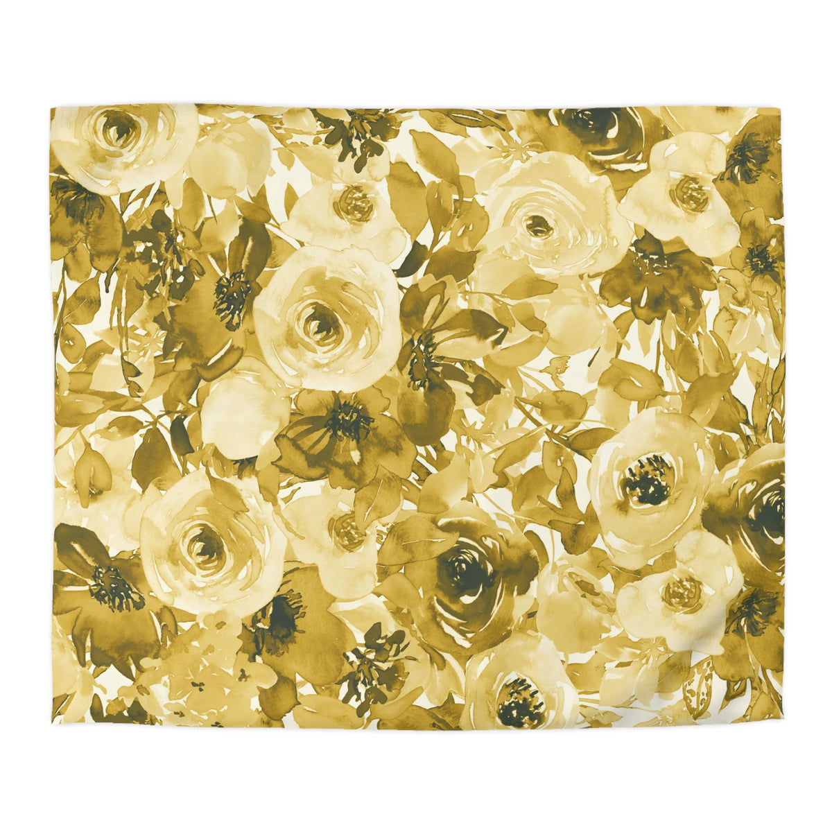 The image is a collage of various watercolor-style flowers in shades of yellow and brown, creating a visually appealing and vibrant pattern.