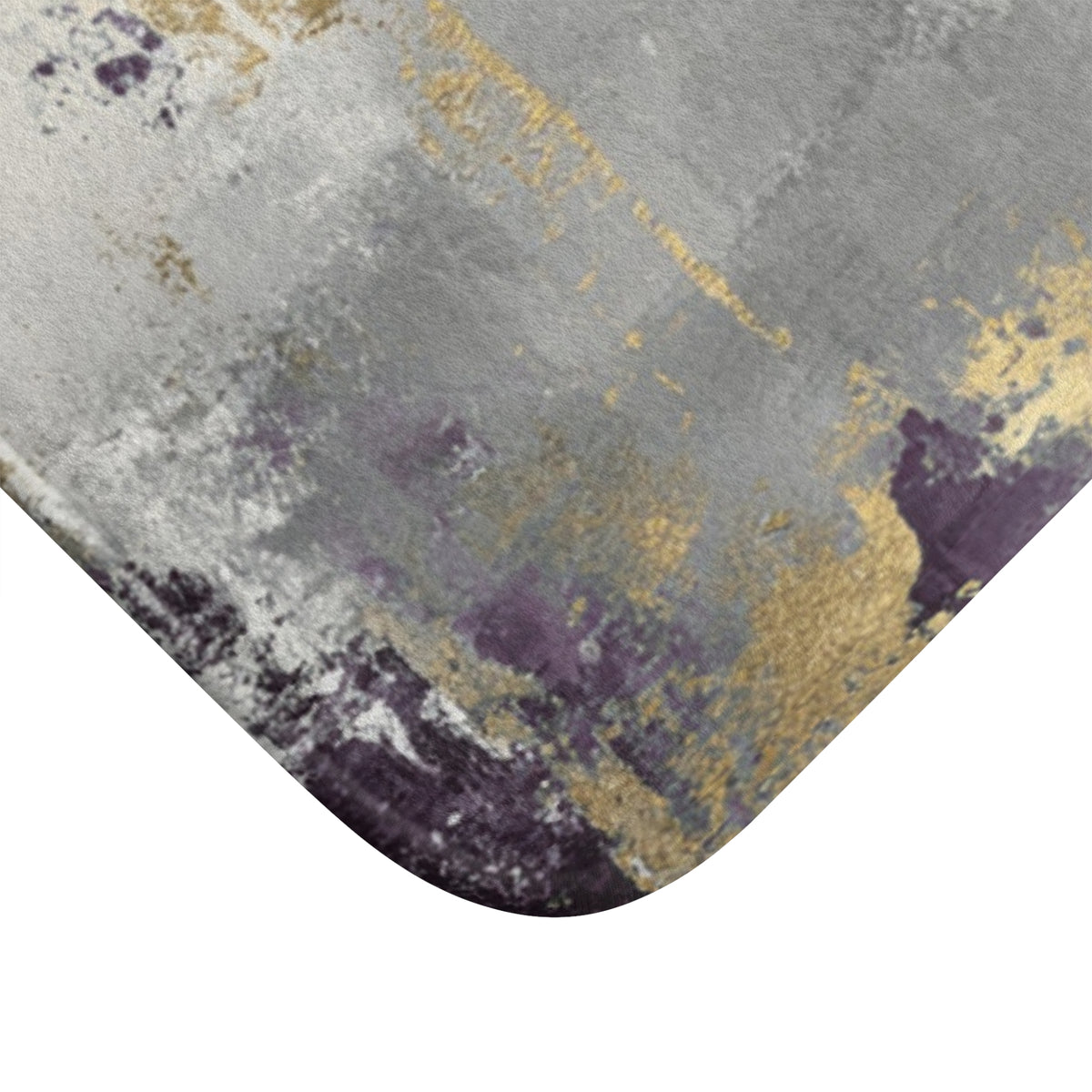 Aubergine Grey Ochre Abstract Bath Mat, Moody Bathroom Rug