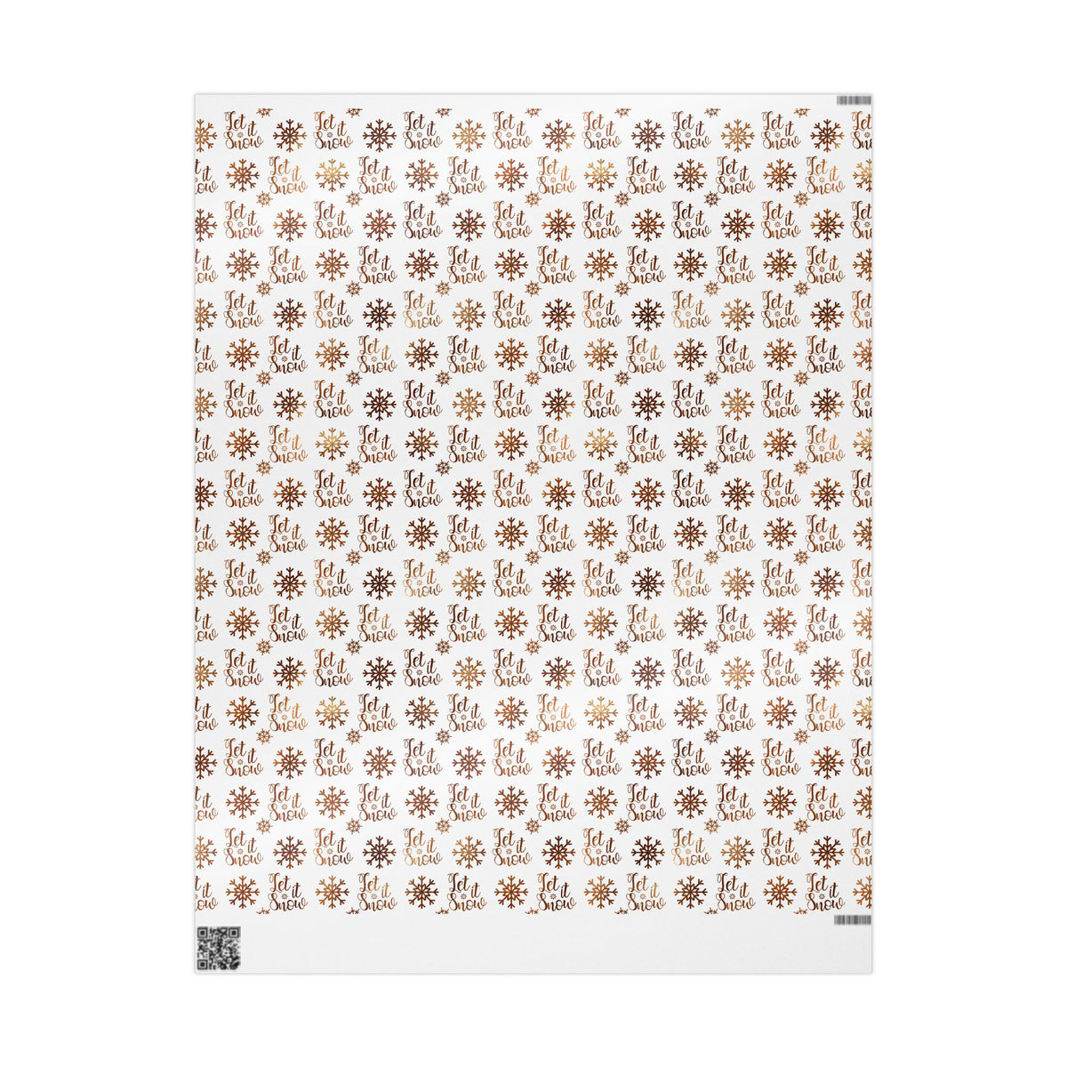 Let It Snow Christmas Wrapping Paper, Brown Gift Wrap