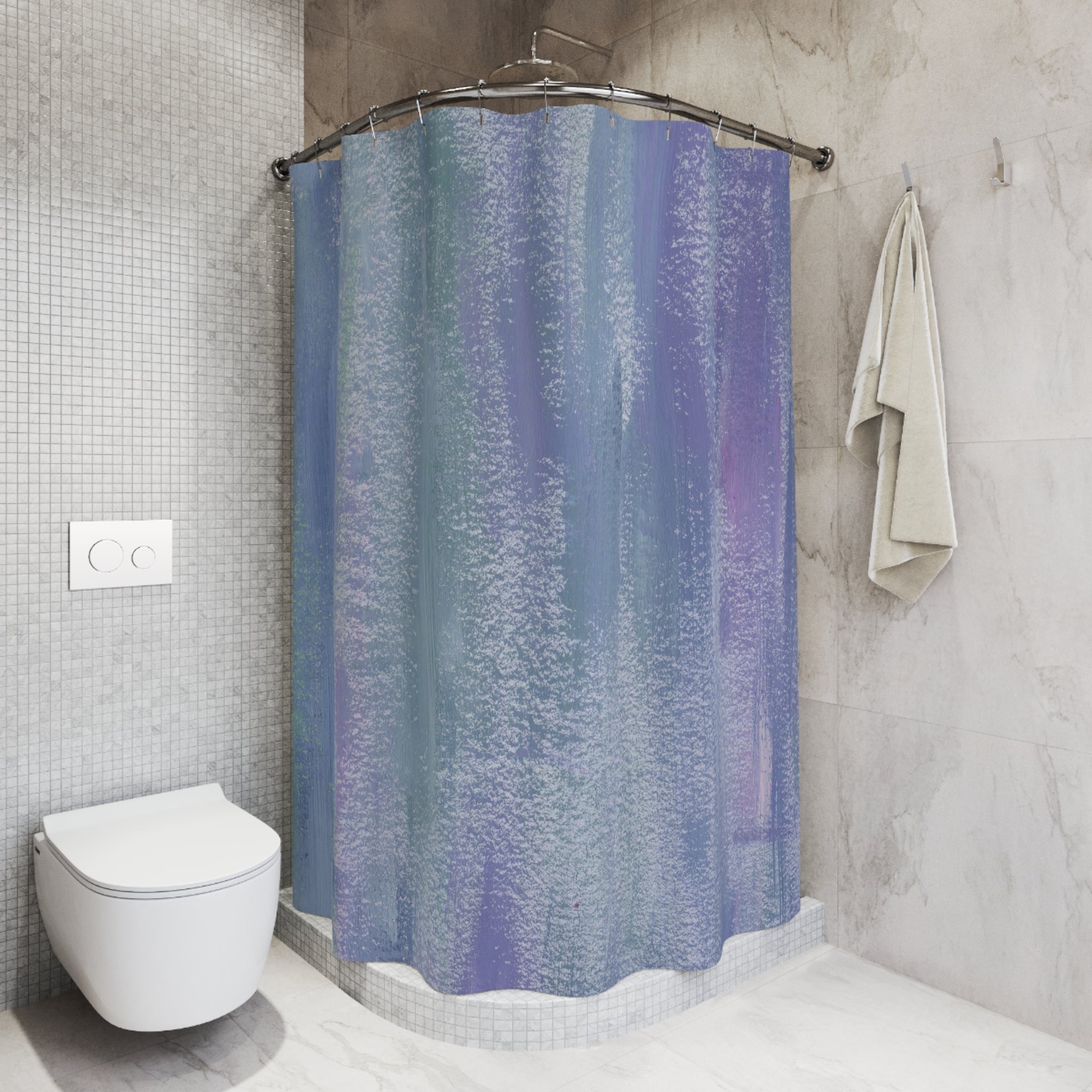 Textured Shower Curtain | Lavender Teal Ombre