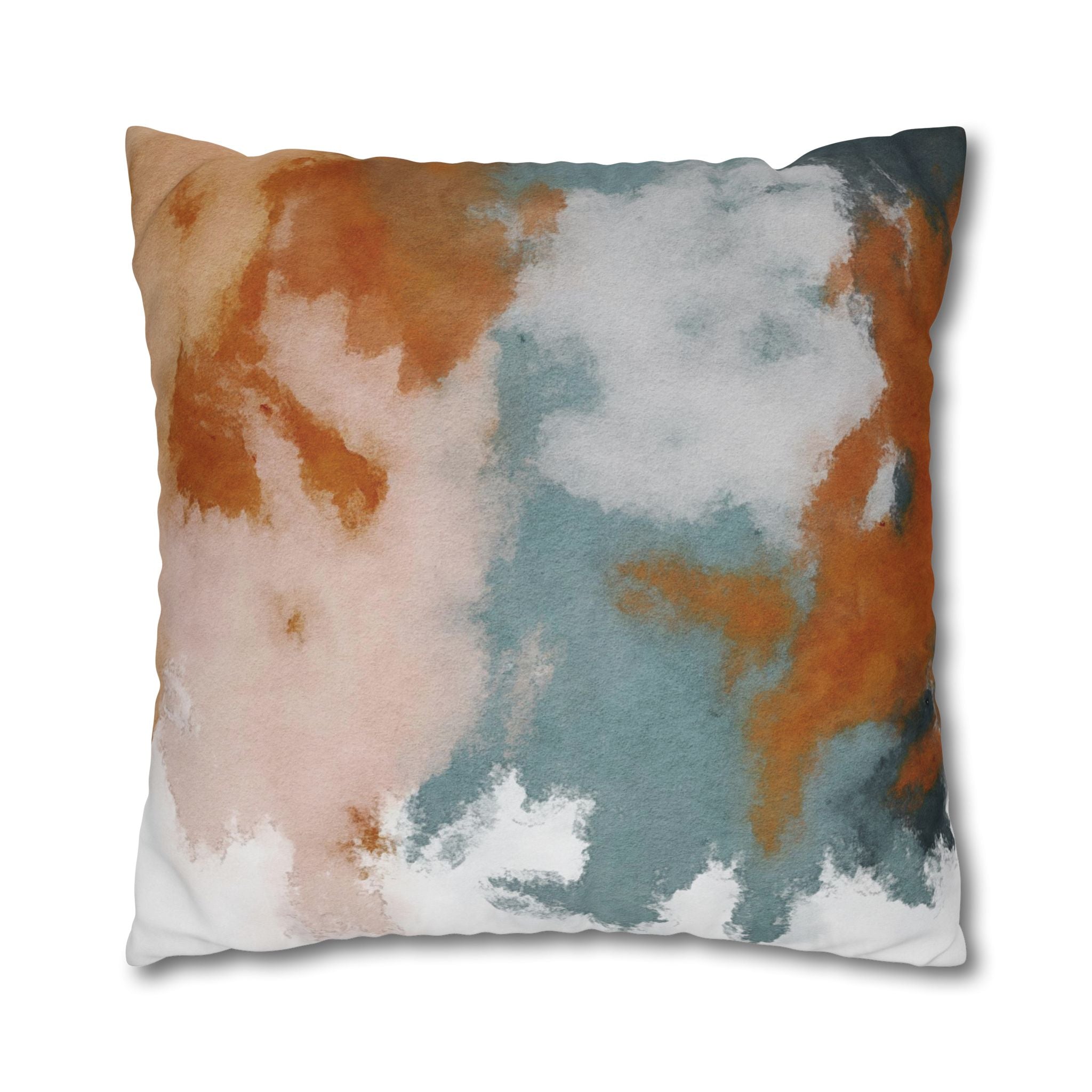 Square Poly Canvas Pillowcase | Muted Rust Blue blush