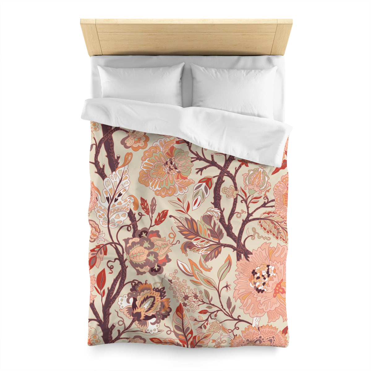 Jacobean Floral Duvet Cover | Peach Terracotta Plum Cream