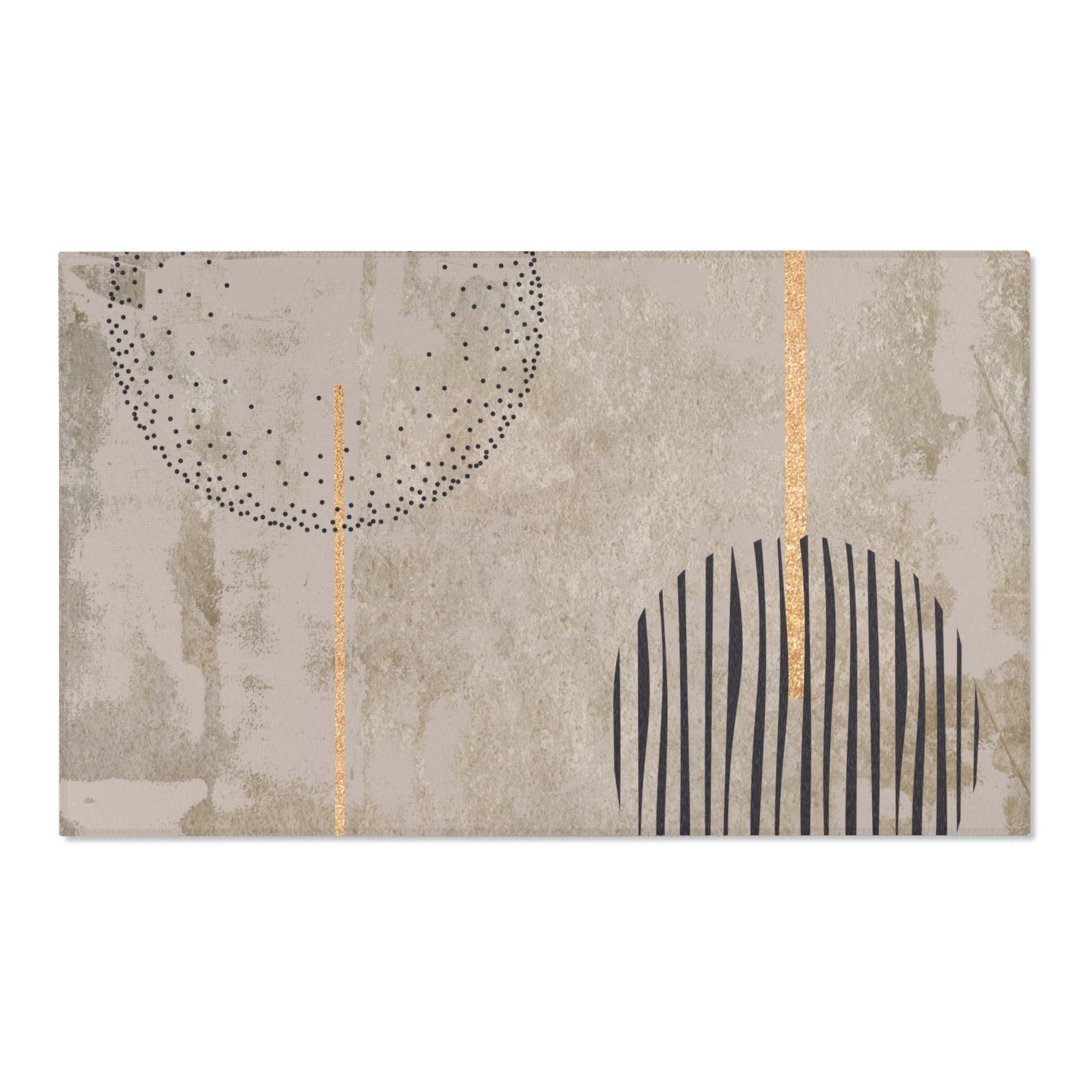 Abstract Minimalist Area Rug | Beige Black Geometric Rug