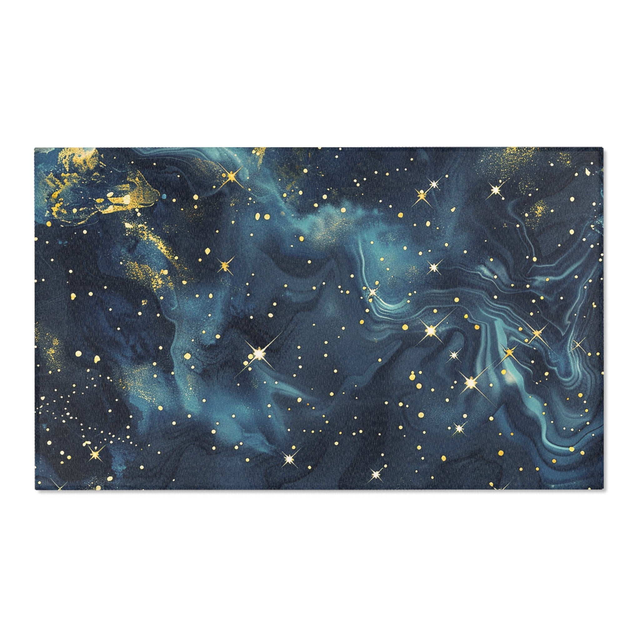 Abstract Area Rug | Celestial Sky Navy Blue Watercolor