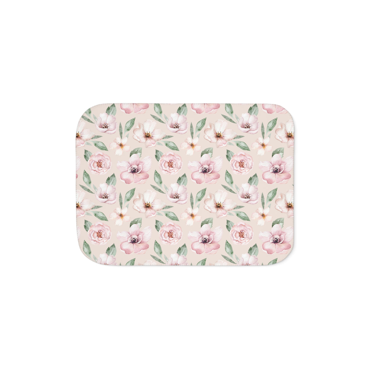 Blush Pink Watercolor Garden Rose Sherpa Blanket | Floral Throw