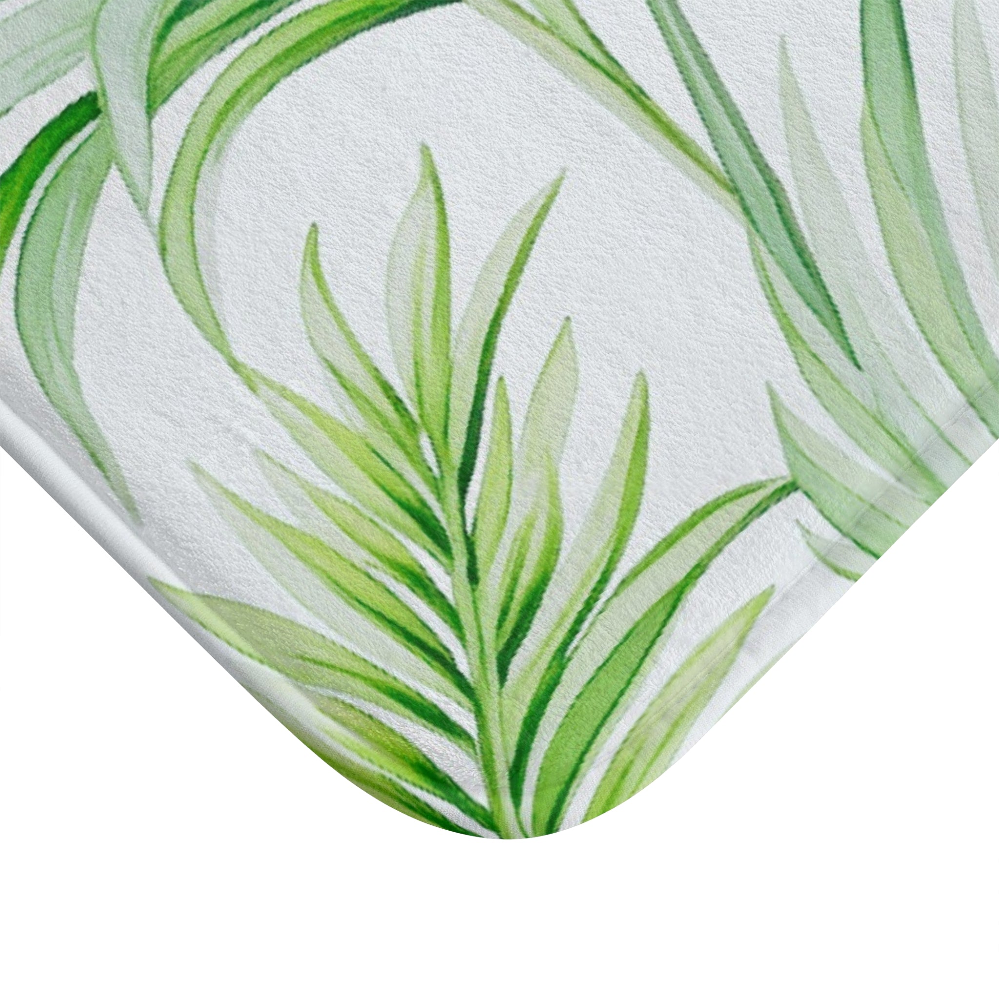 Jungle Leaves Bath Mat | Sage Green Palm, Kitchen Mat