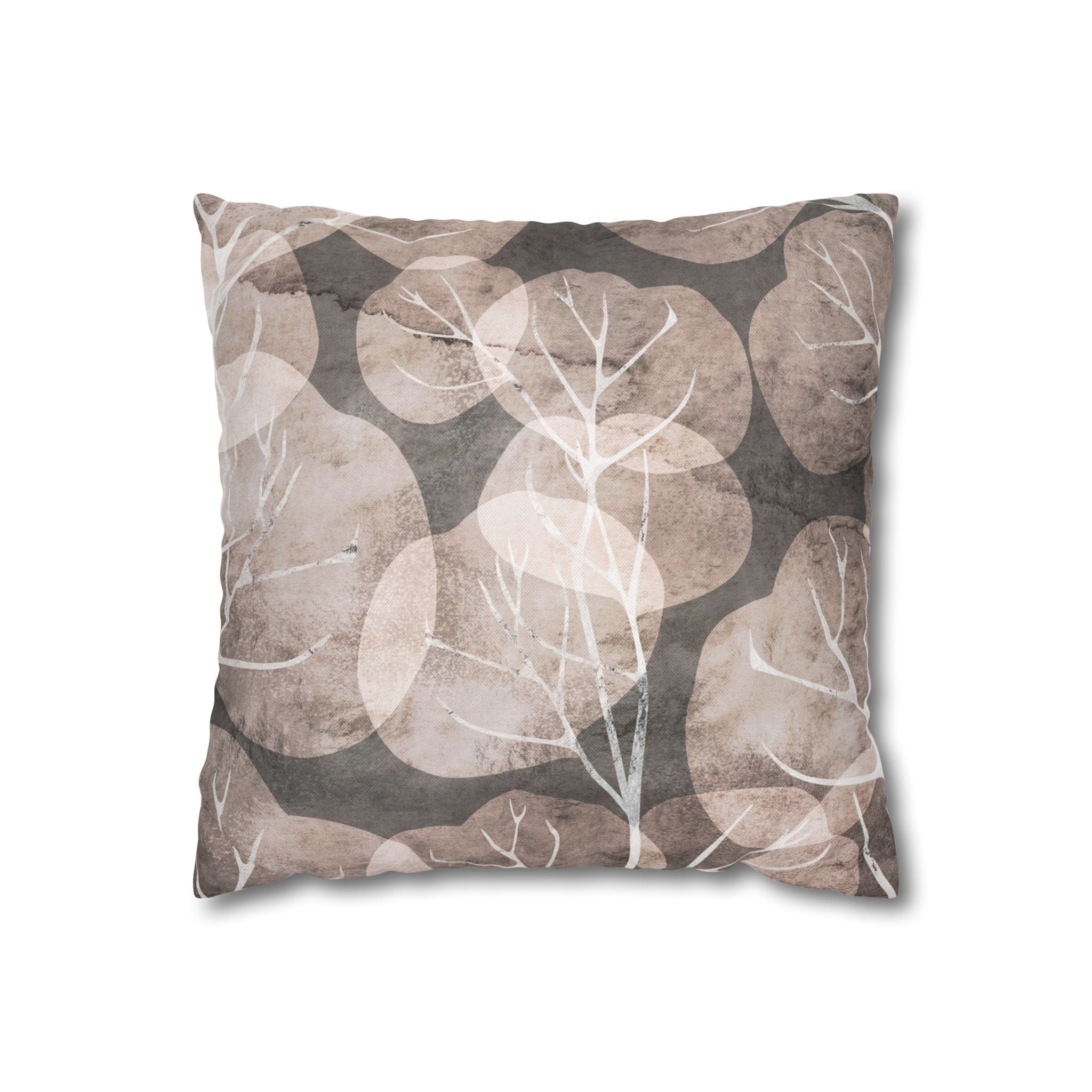 Floral Pillow Cover | Beige Brown Gingko Leaves