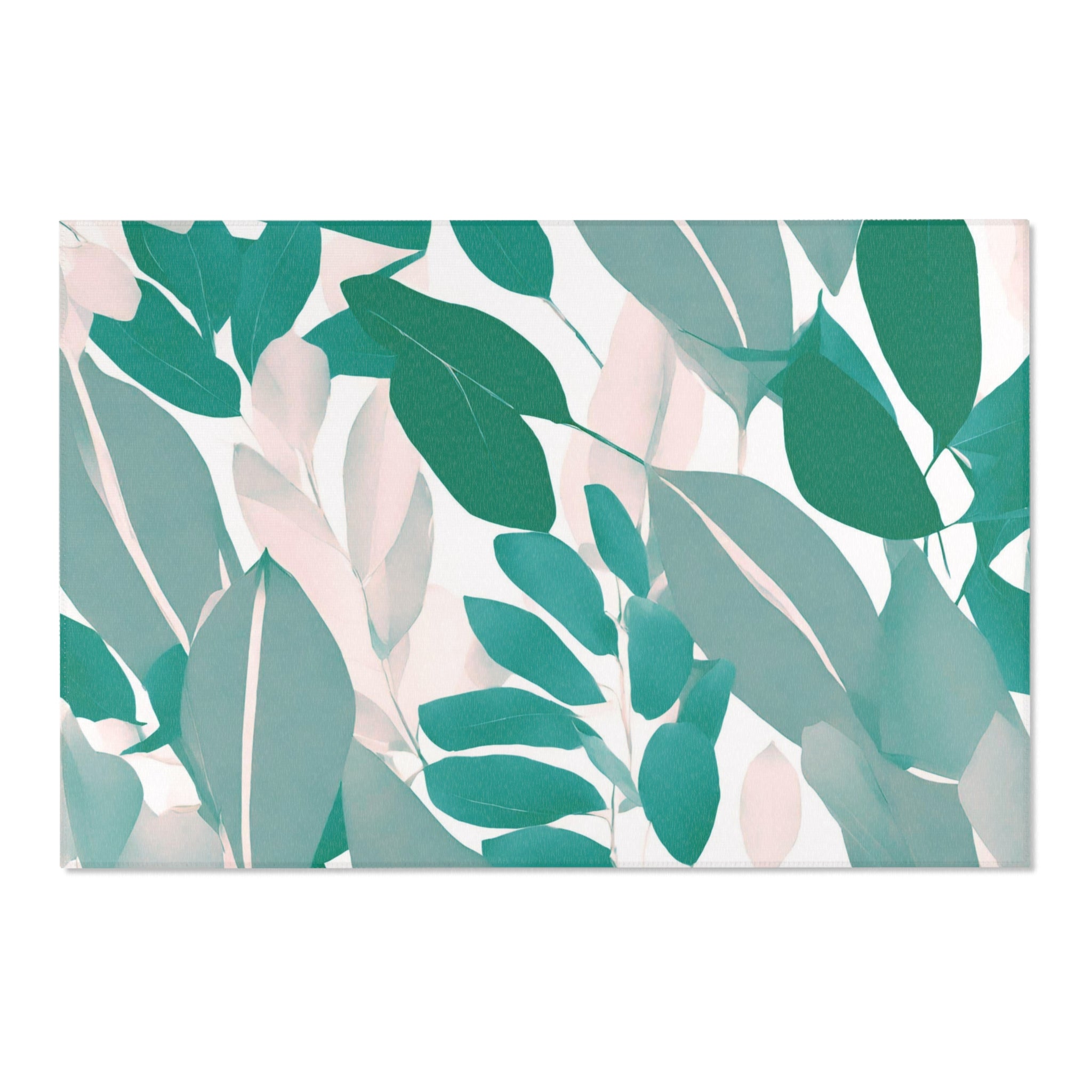 Area Rug | Modern Rug, Floral Sage Teal Green, Blush Pink