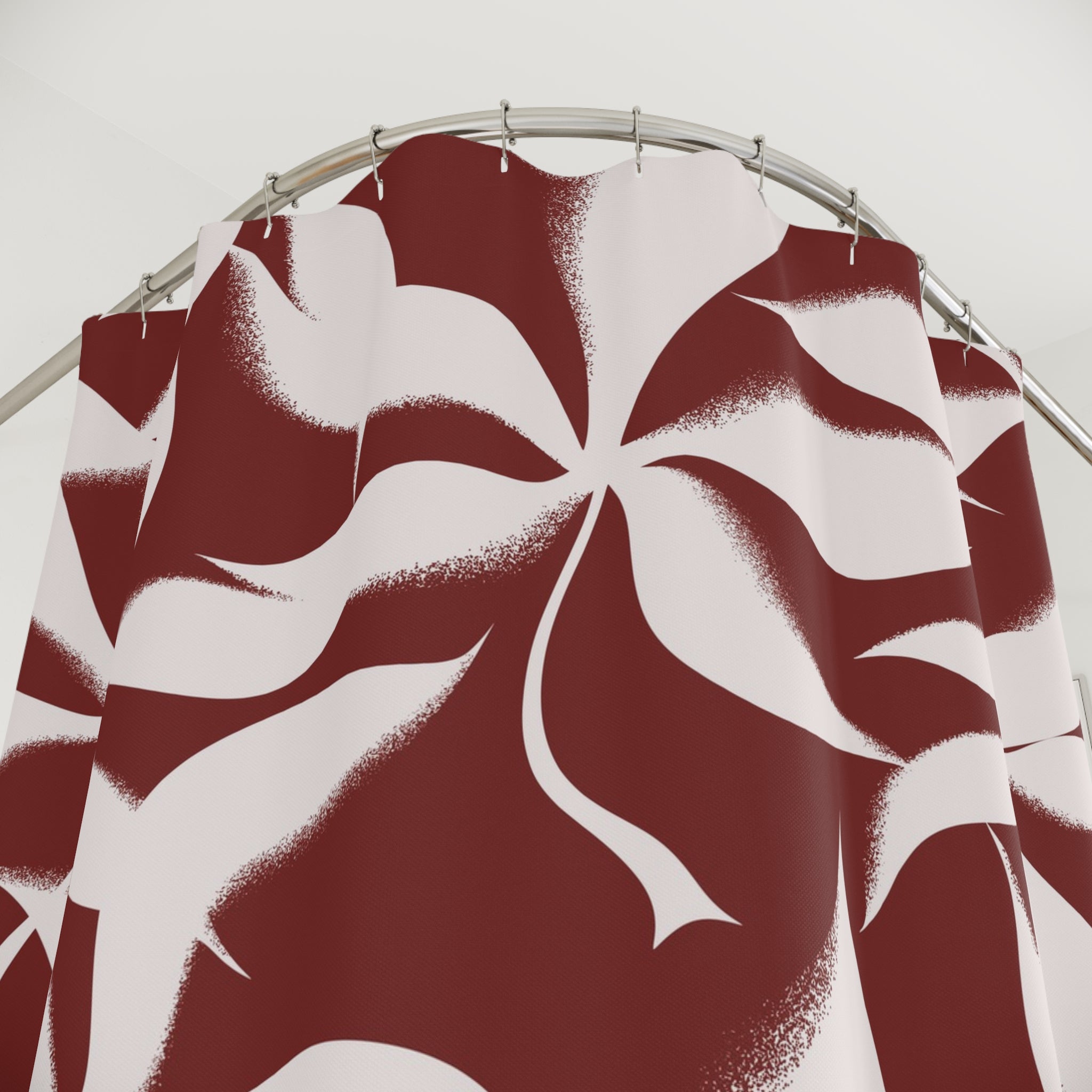 Floral Shower Curtain | Burgundy Red Bathroom Decor
