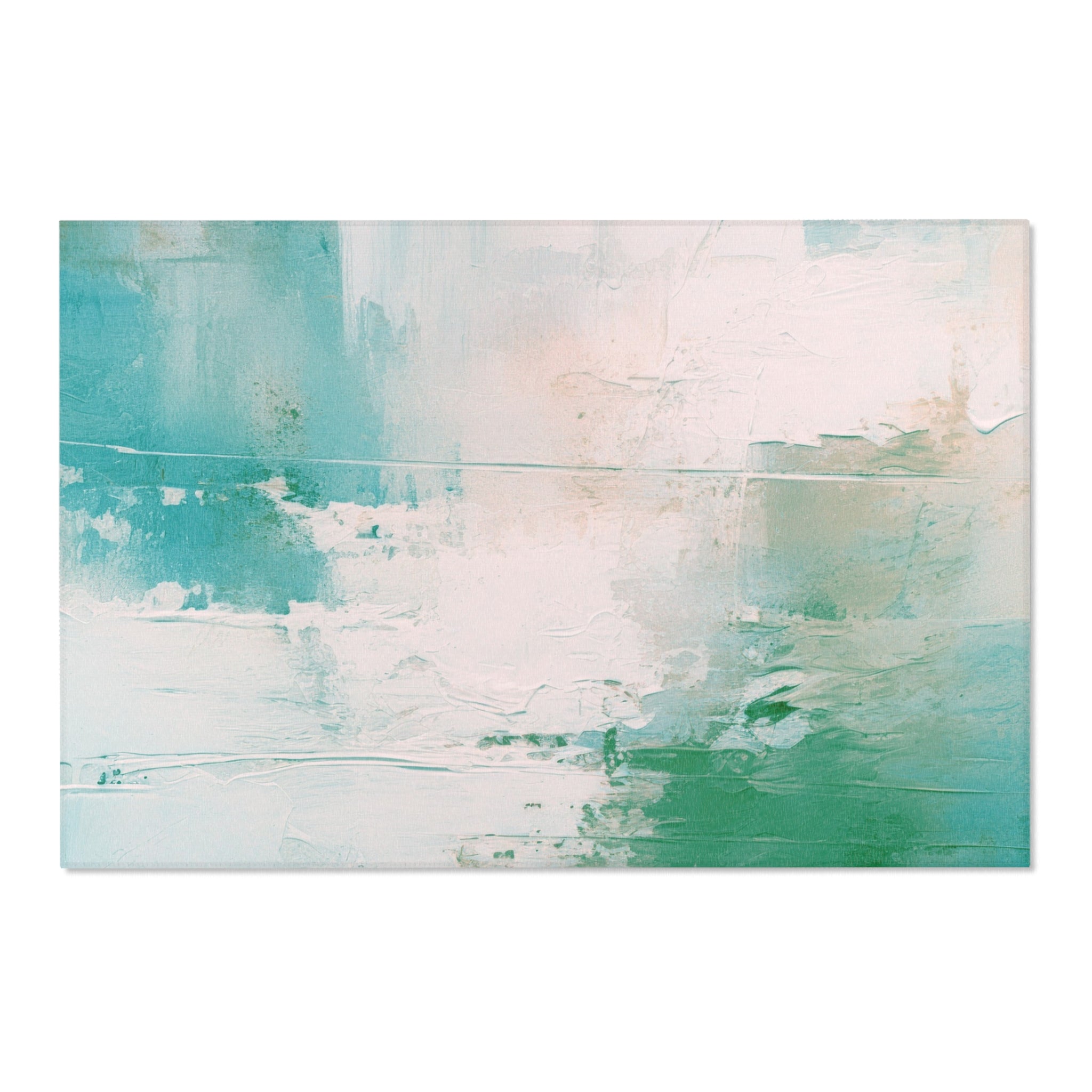 Modern Area Rug | Abstract Blush Pink, Teal Blue, Green