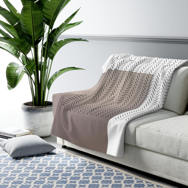 Comfy Blanket | Art Deco, Geometric White Beige Black