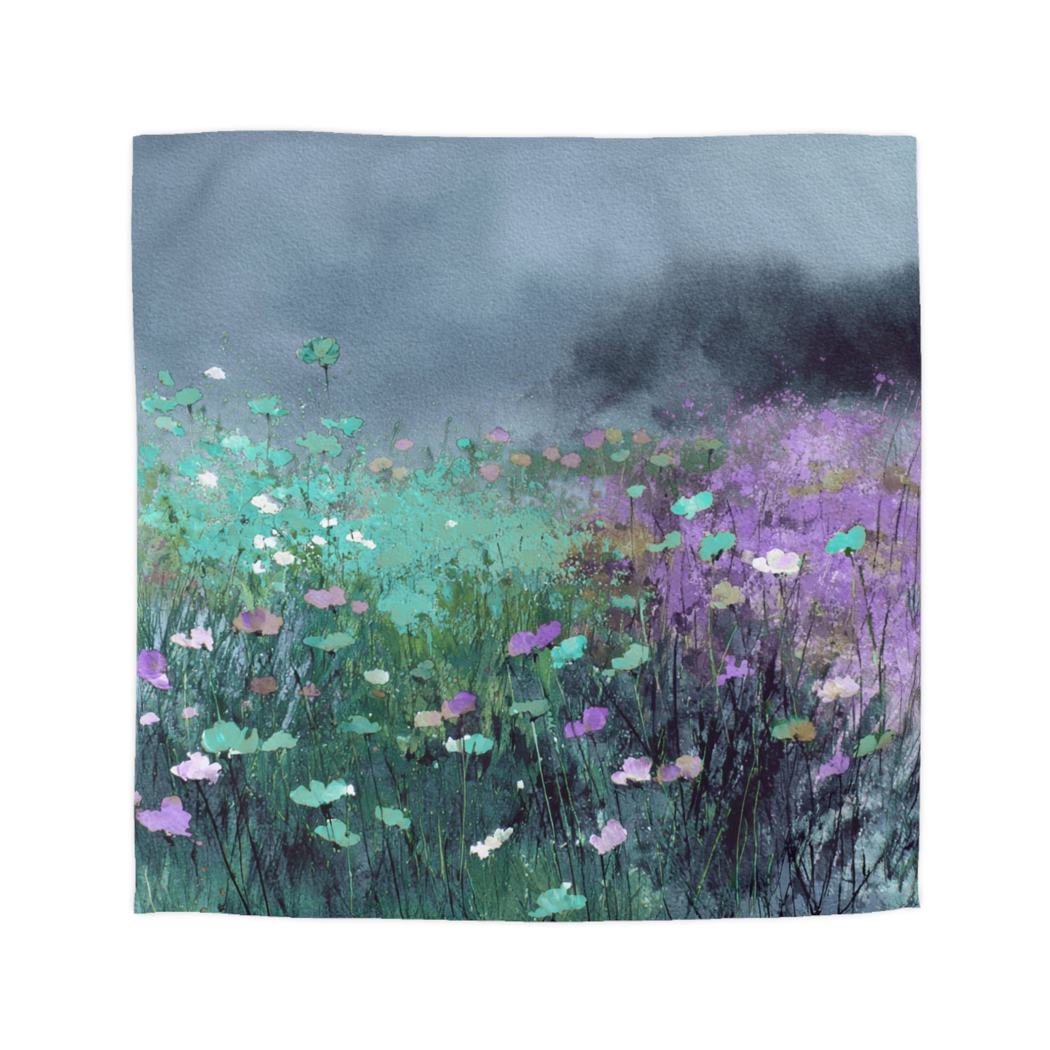 Floral Duvet, Pillow Cover | Teal Purple Bedroom Decor