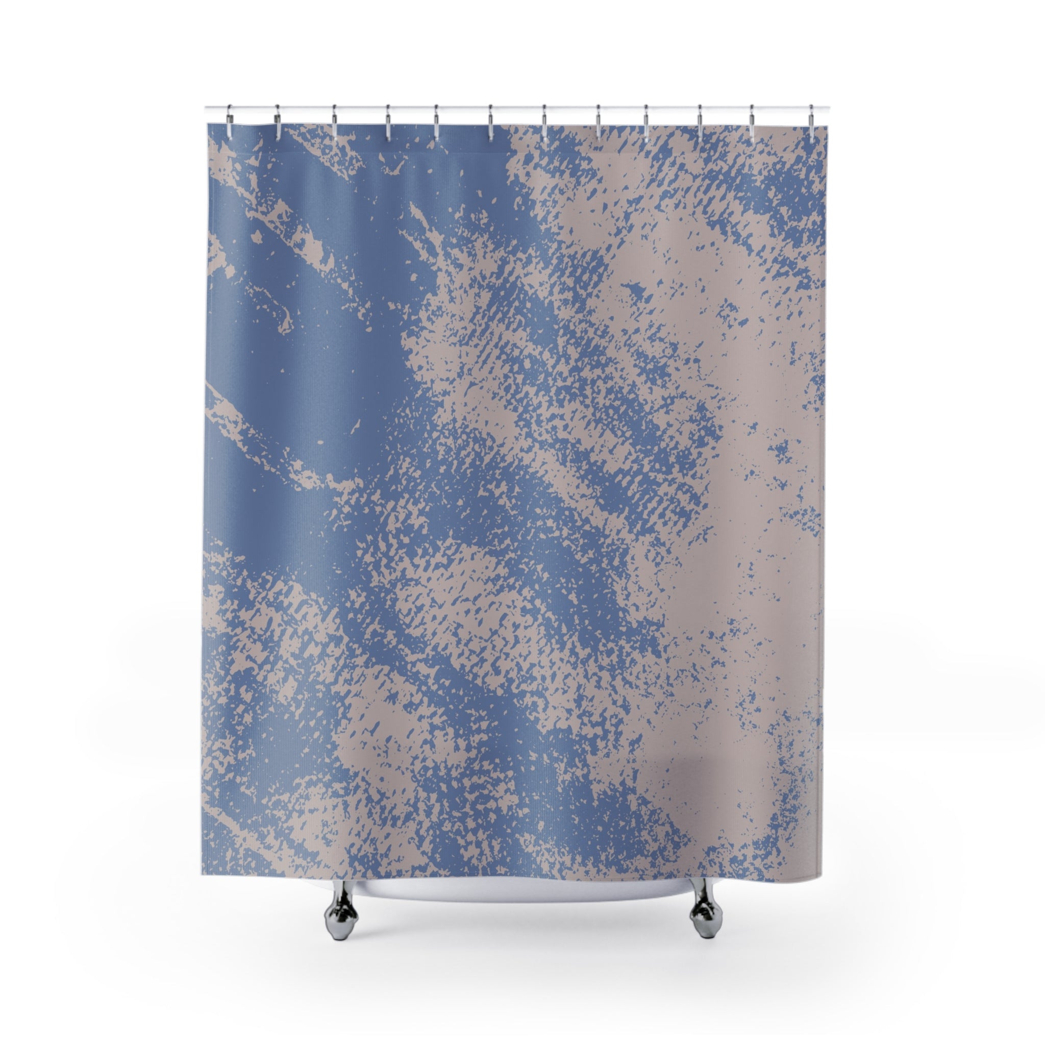 Abstract Shower Curtain | Dusty Blue, Beige