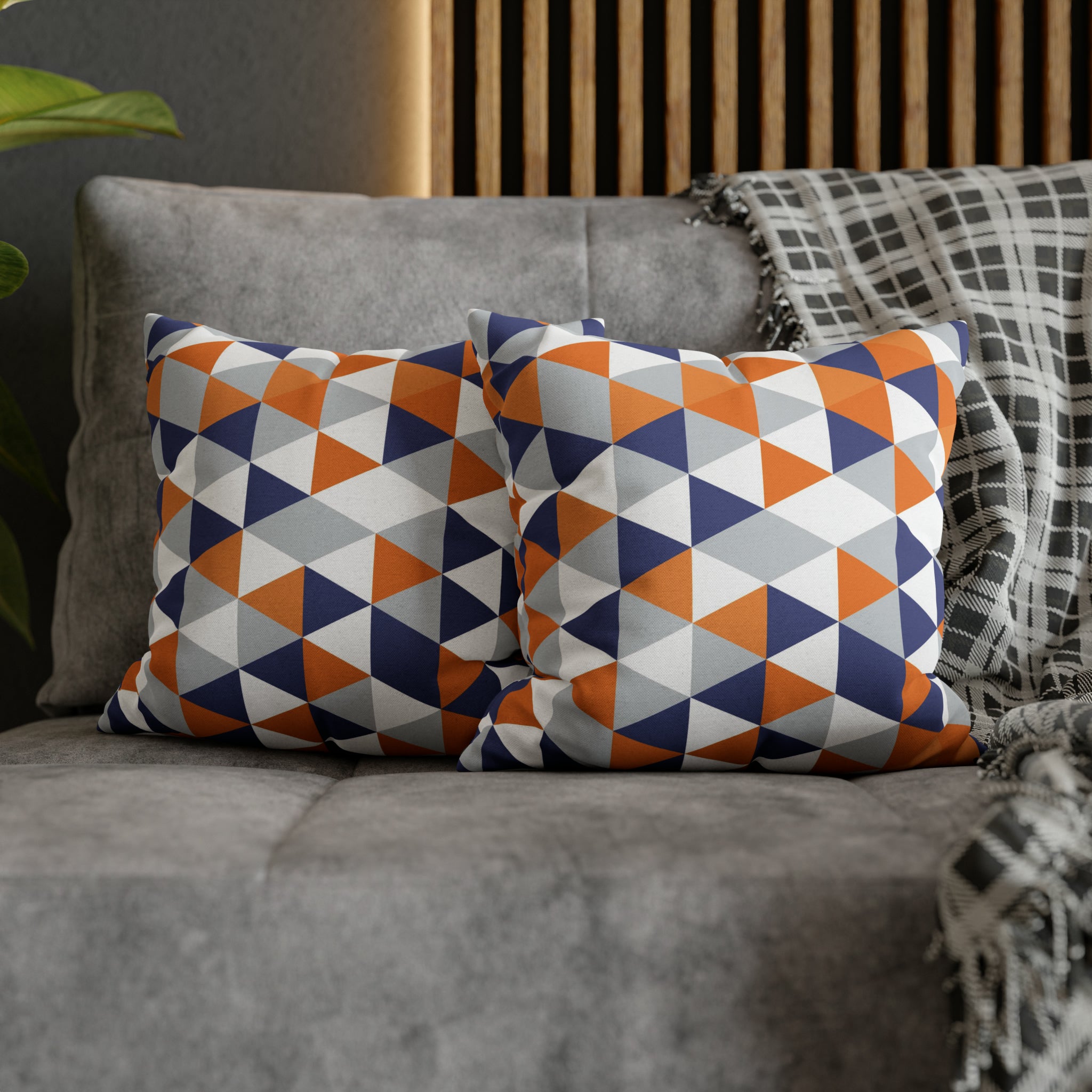 Abstract Pillow Cover | Orange Blue White Gray Geometric