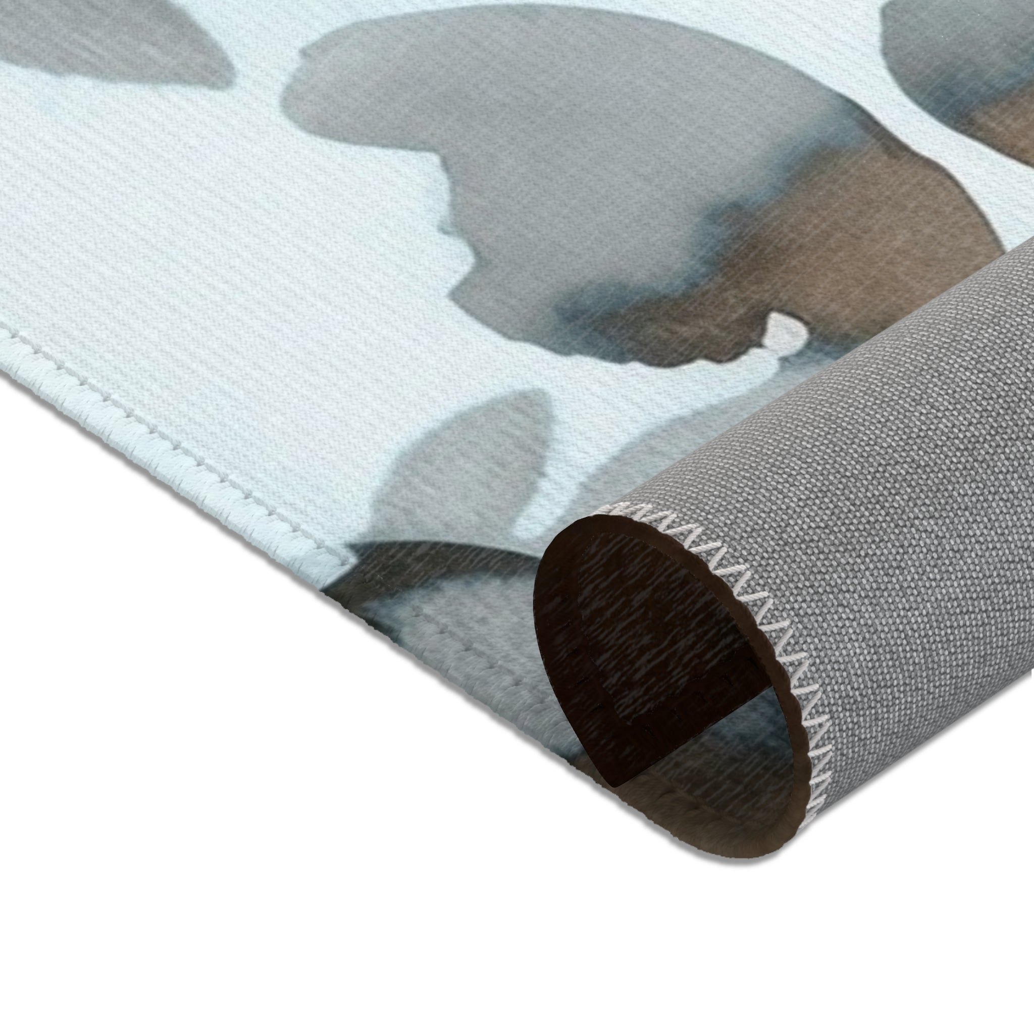 Abstract Floral Area Rug | Pale Blue Brown Watercolor