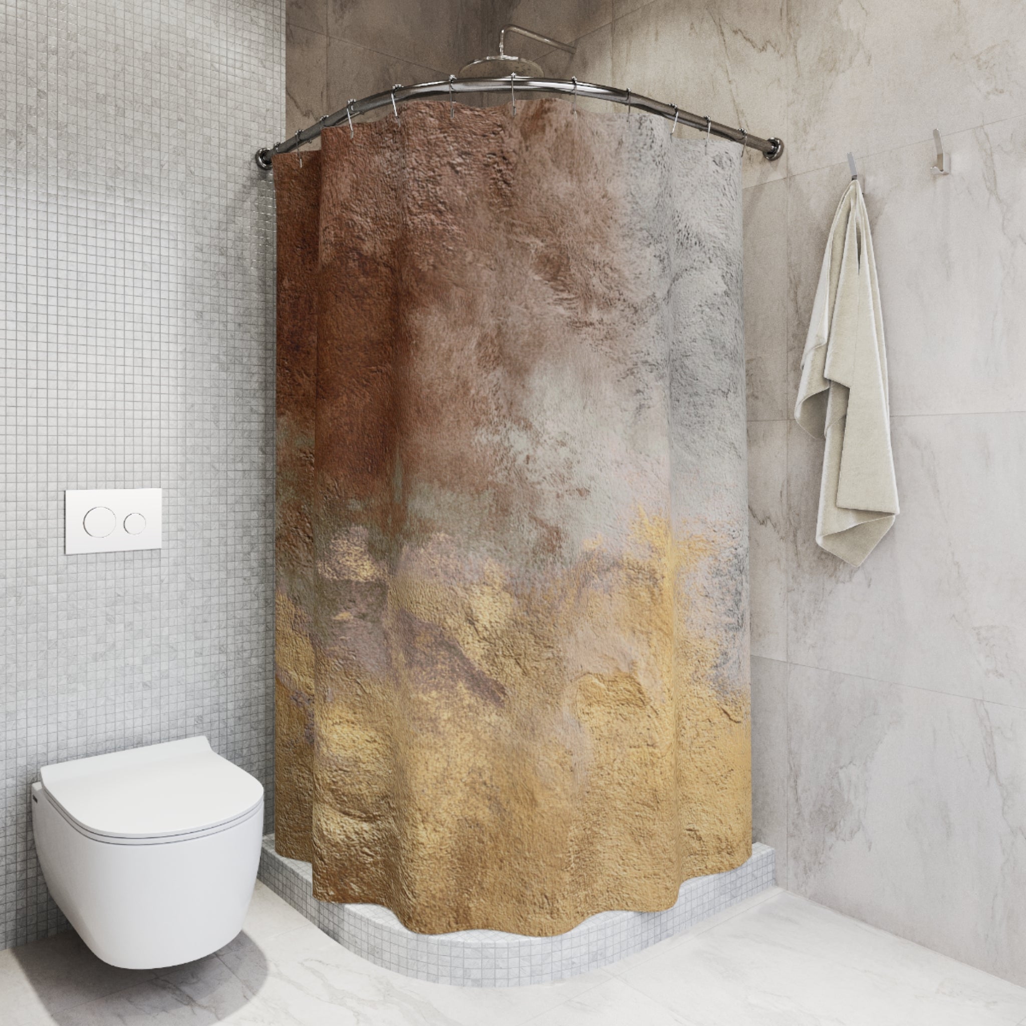 Abstract Texture Shower Curtain | Moody Earth Tone Bath Decor