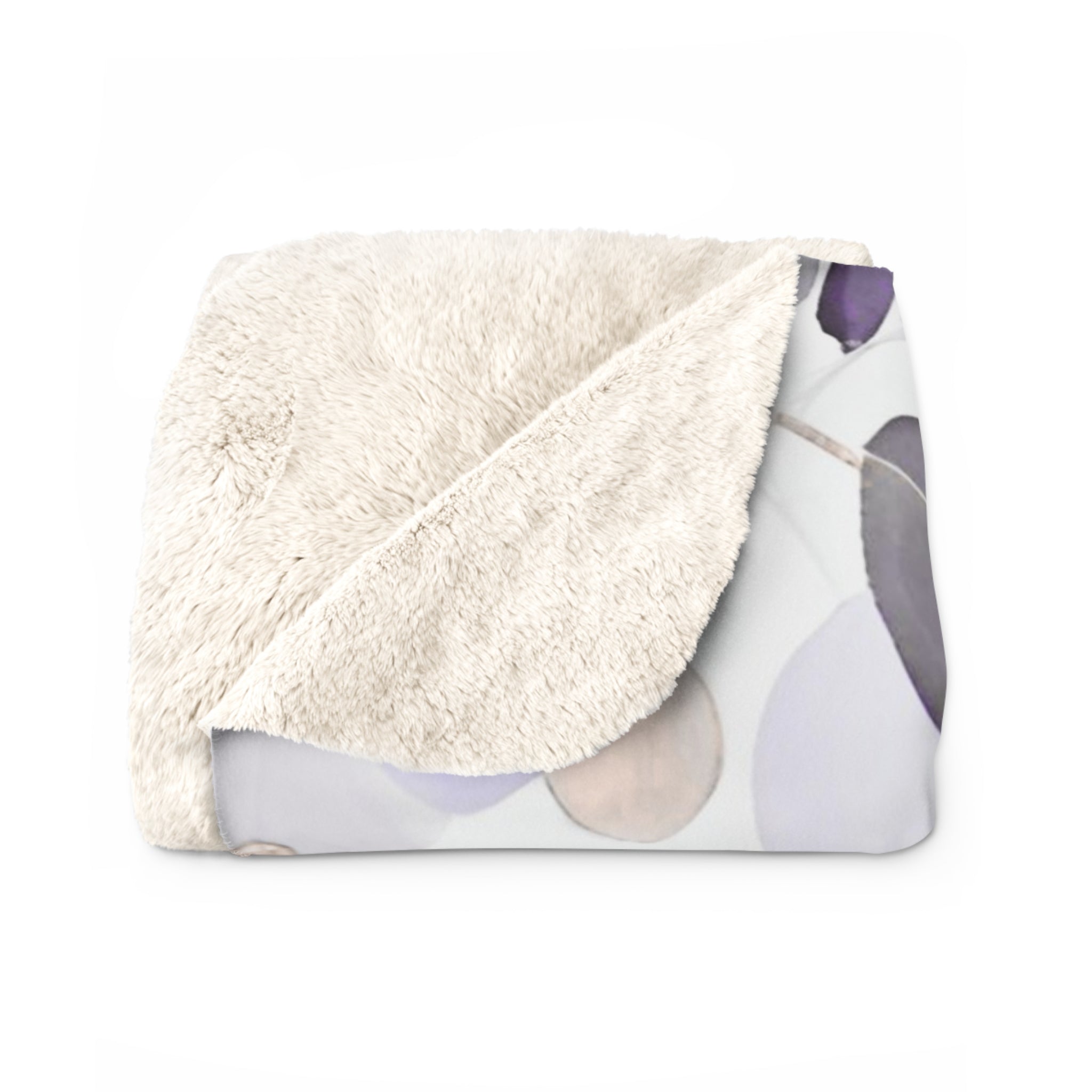 Floral Throw Blanket | White Lavender Purple Grey Leaves