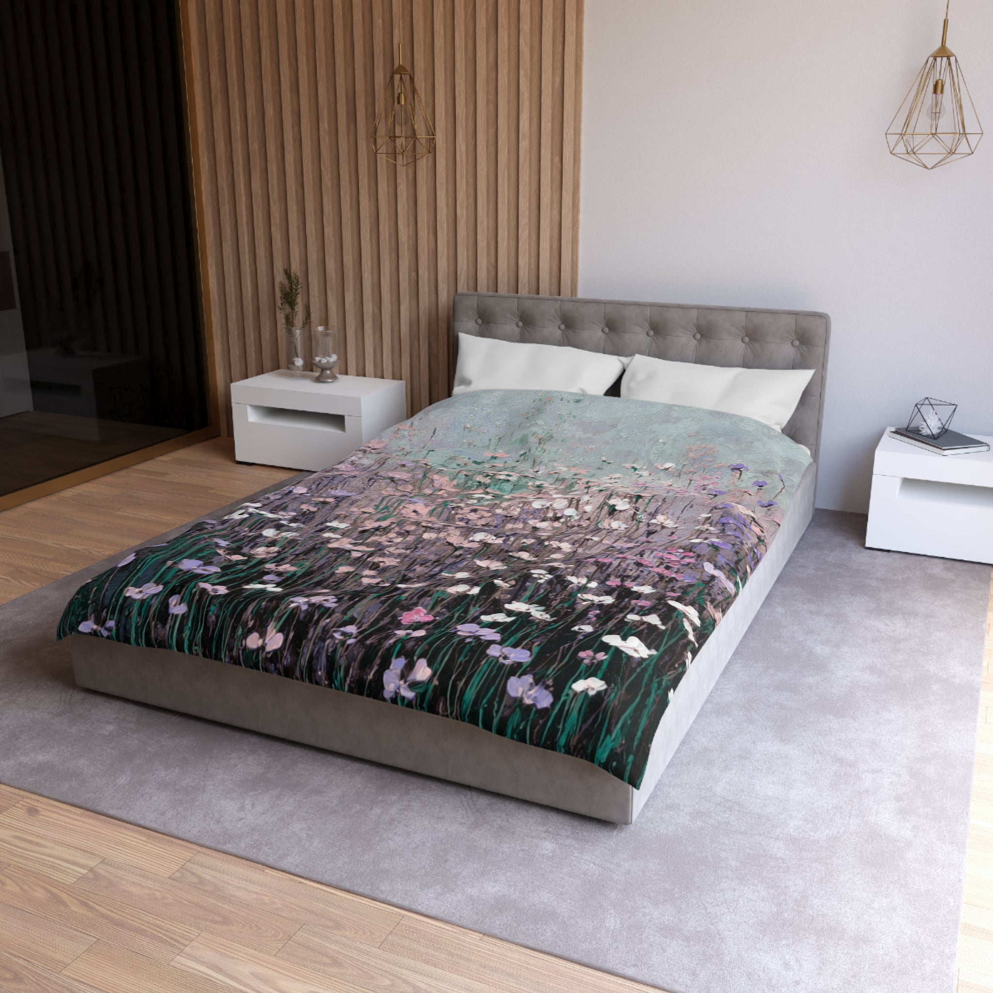 Floral Duvet, Pillow Cover | Lilac Grey Bedroom Decor
