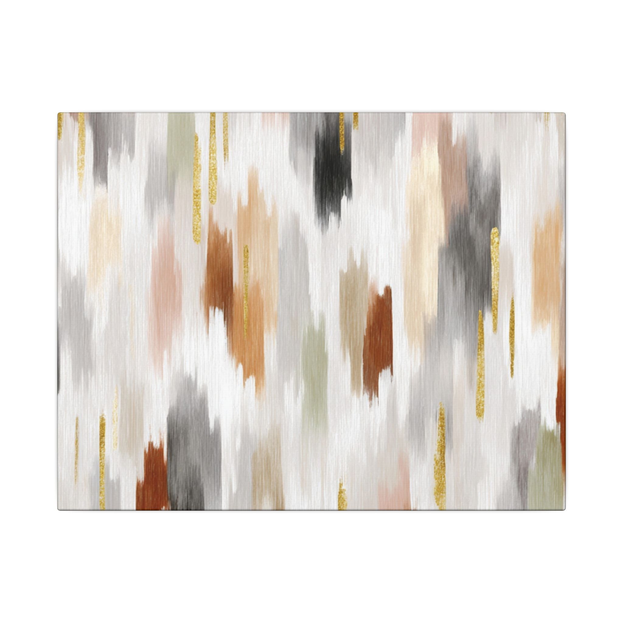 The image is a rectangular abstract painting with a variety of colors and brushstrokes, creating a dynamic and visually interesting composition.