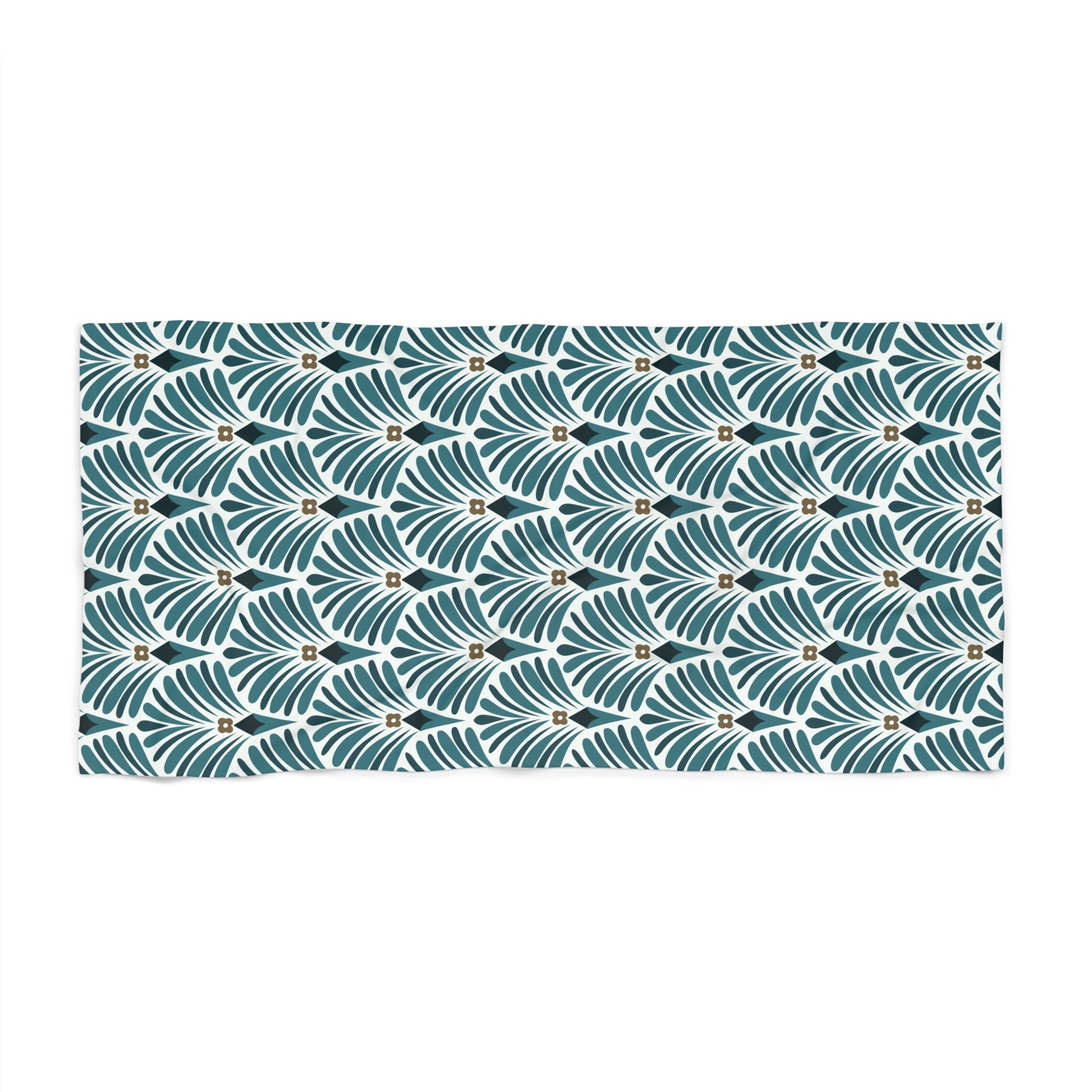 Bath, Beach Towel | Art Deco Nouveau Teal Green