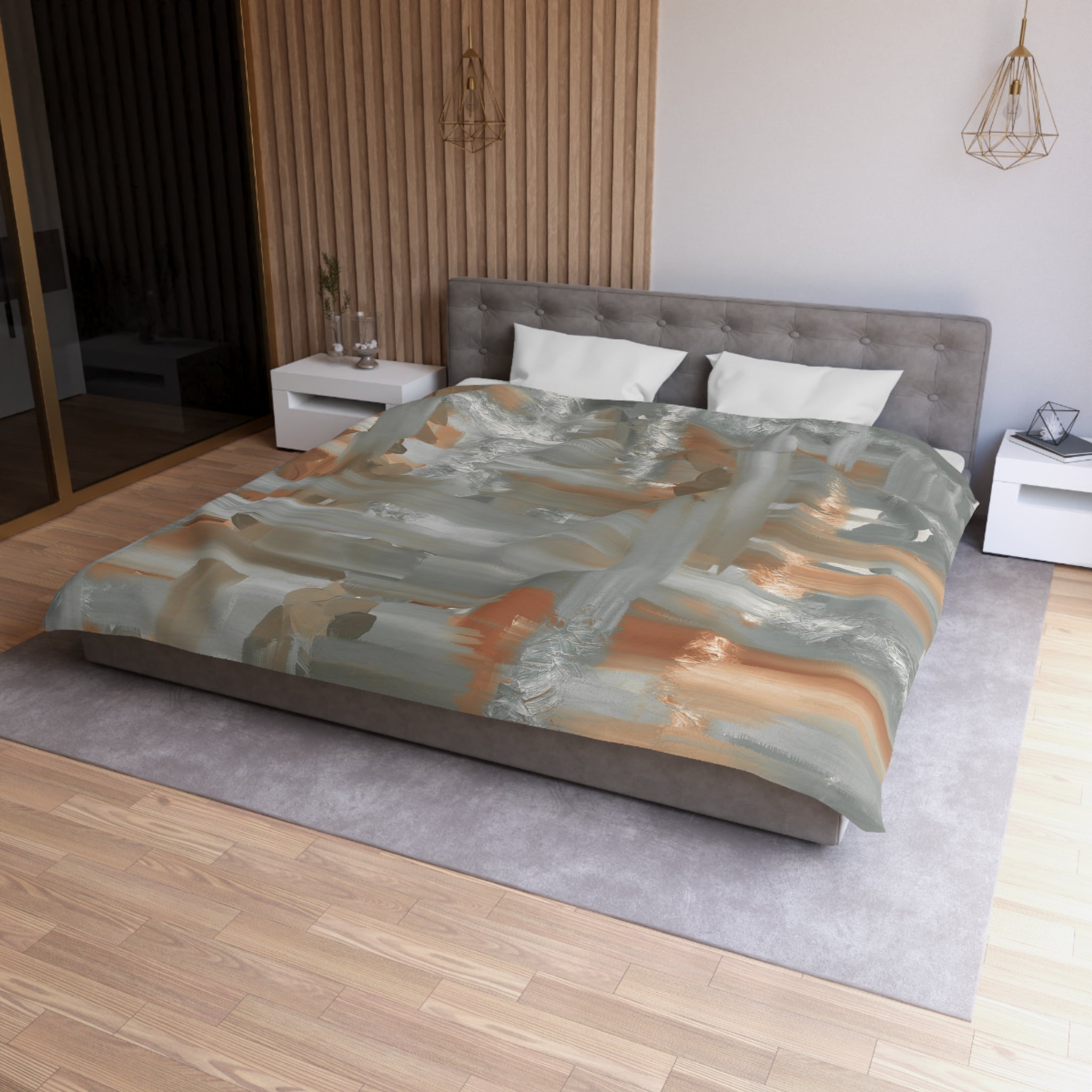 Abstract Duvet, Pillow Cover | Grey Beige Bedroom Decor