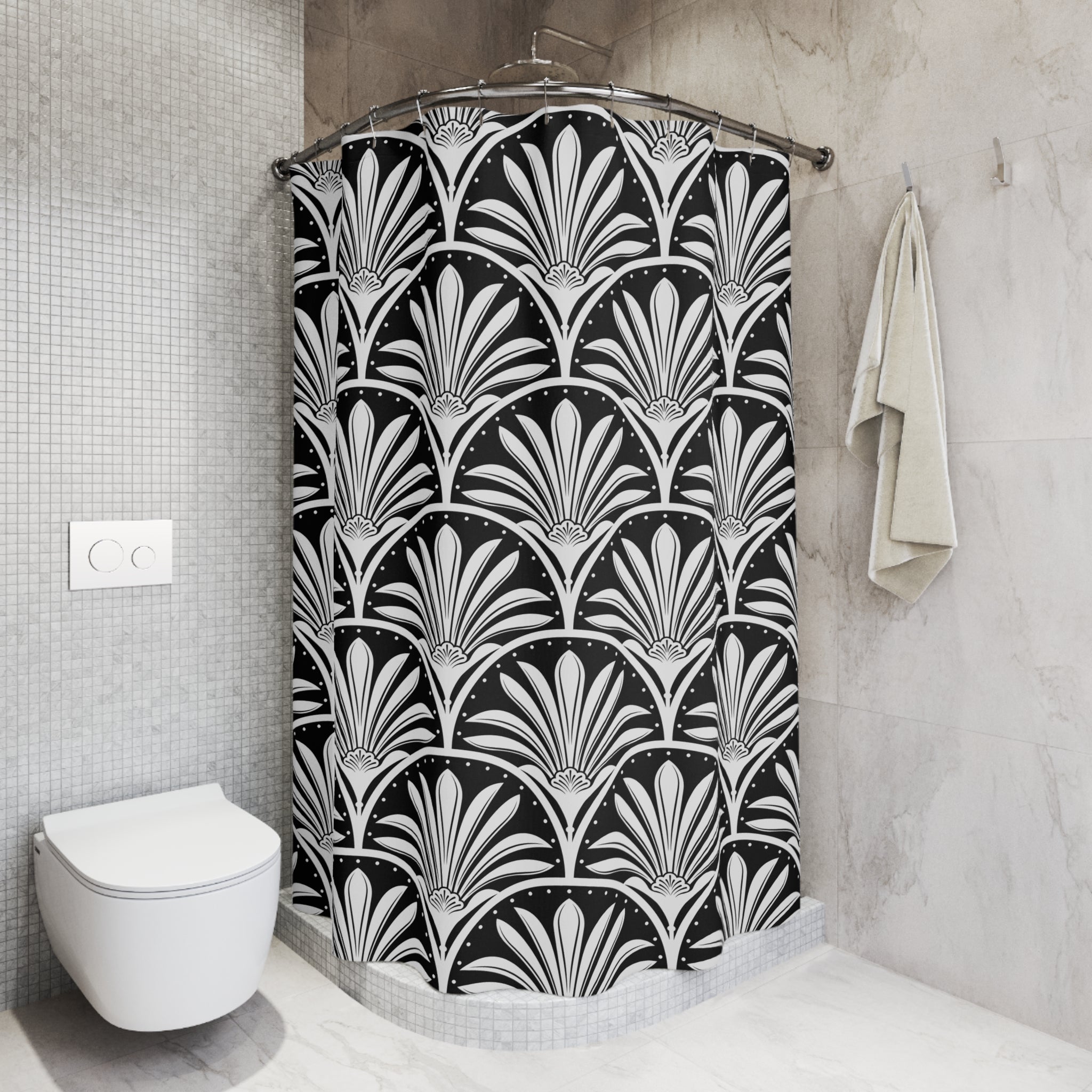 Floral Art Nouveau Shower Curtain | Black White