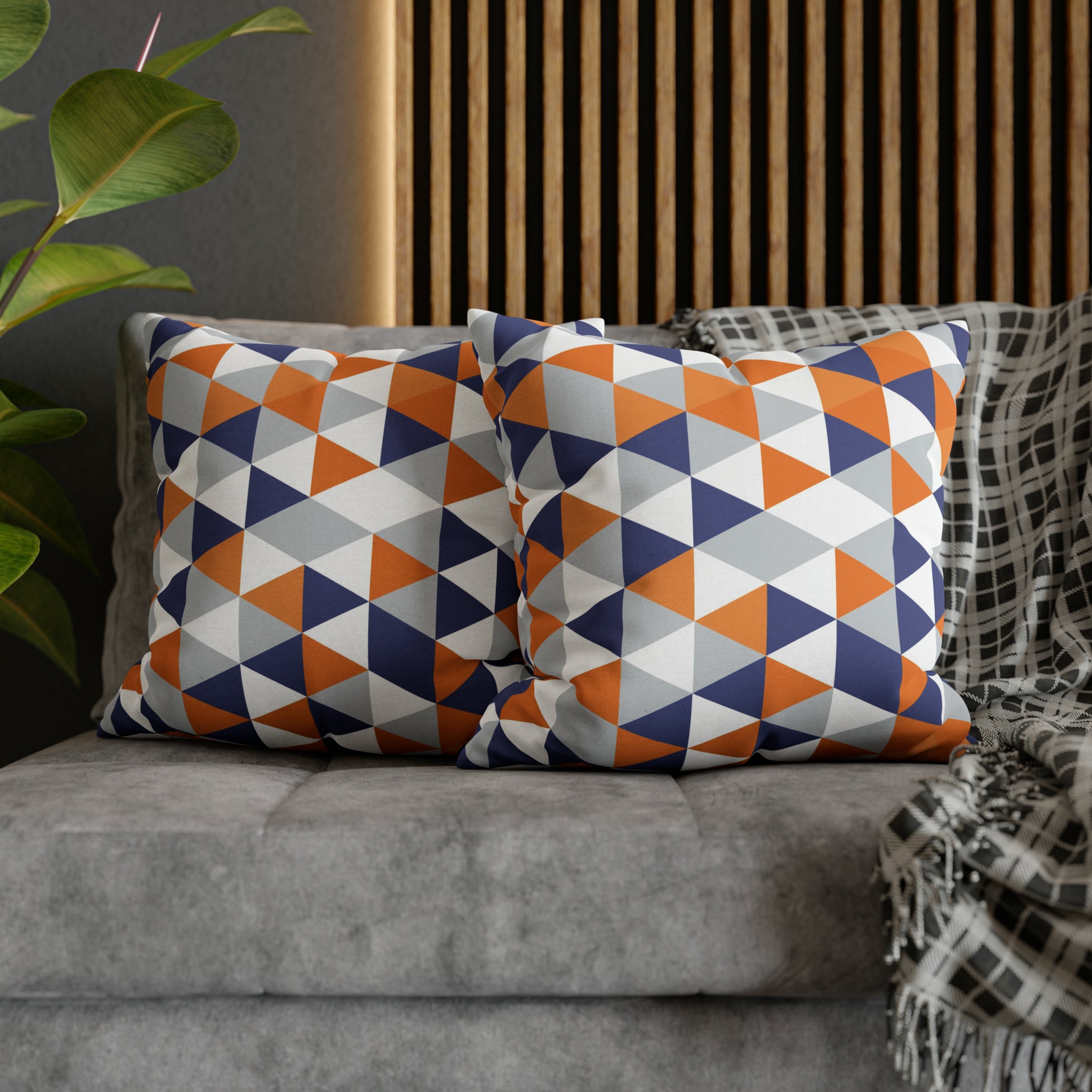 Abstract Pillow Cover | Orange Blue White Gray Geometric