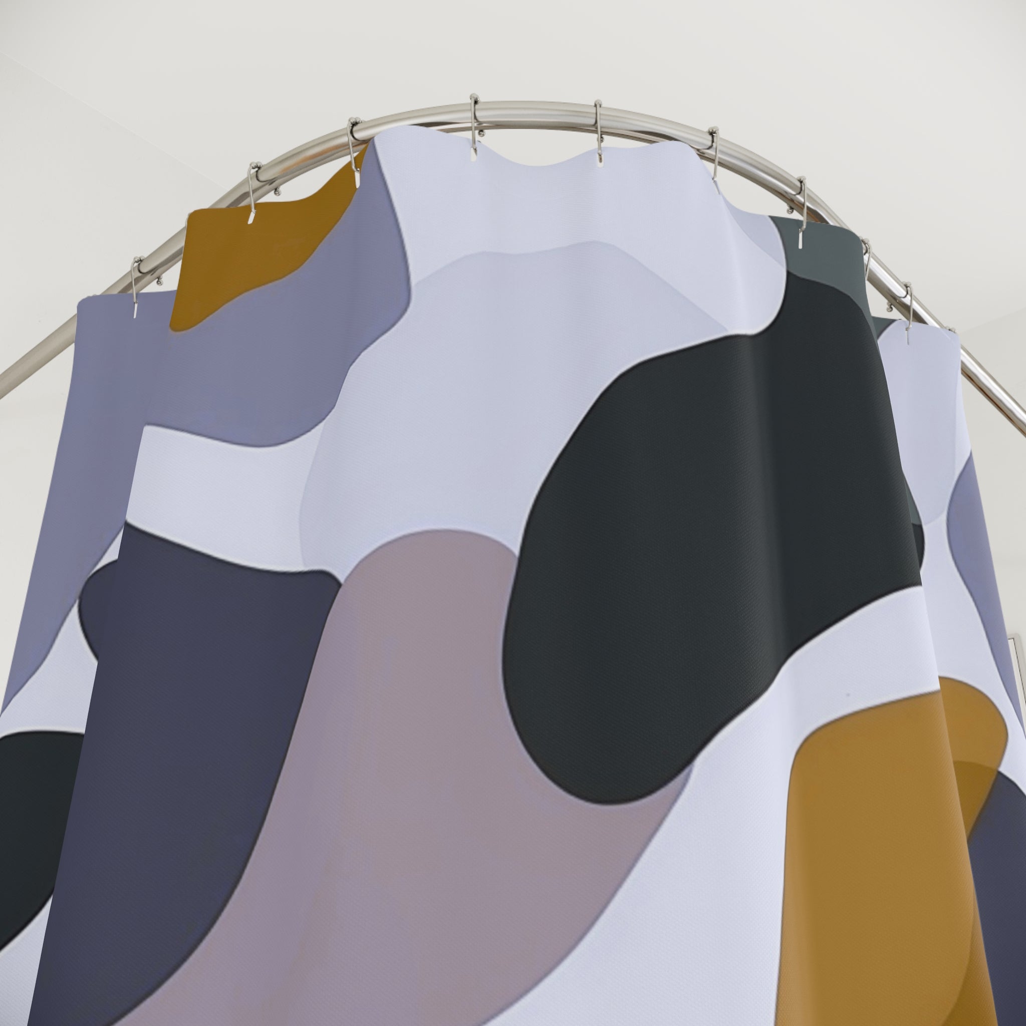 Abstract Shower Curtain | Camouflage Blue Camel Beige