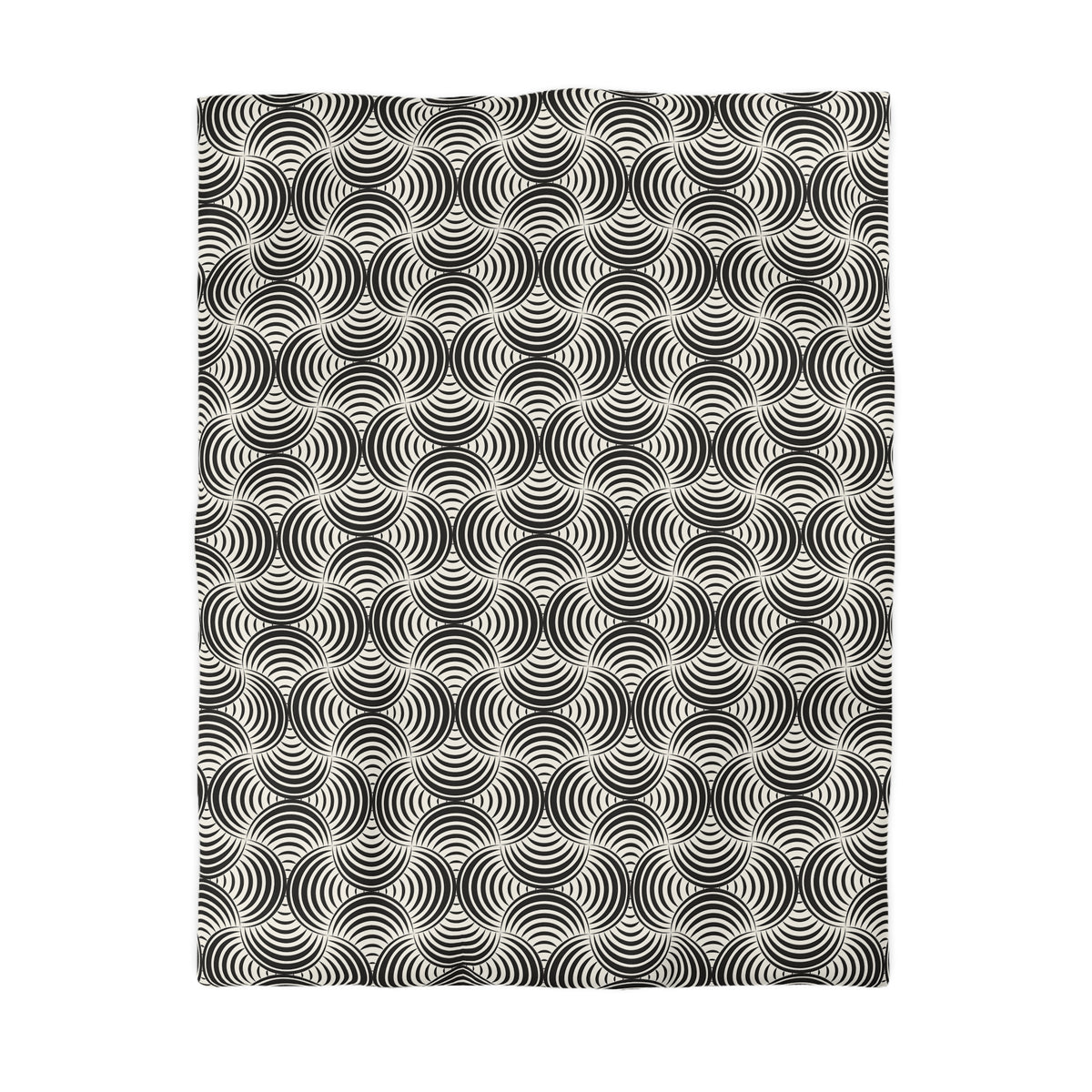 a repeating pattern of black and white circles, creating a visually striking and abstract design.