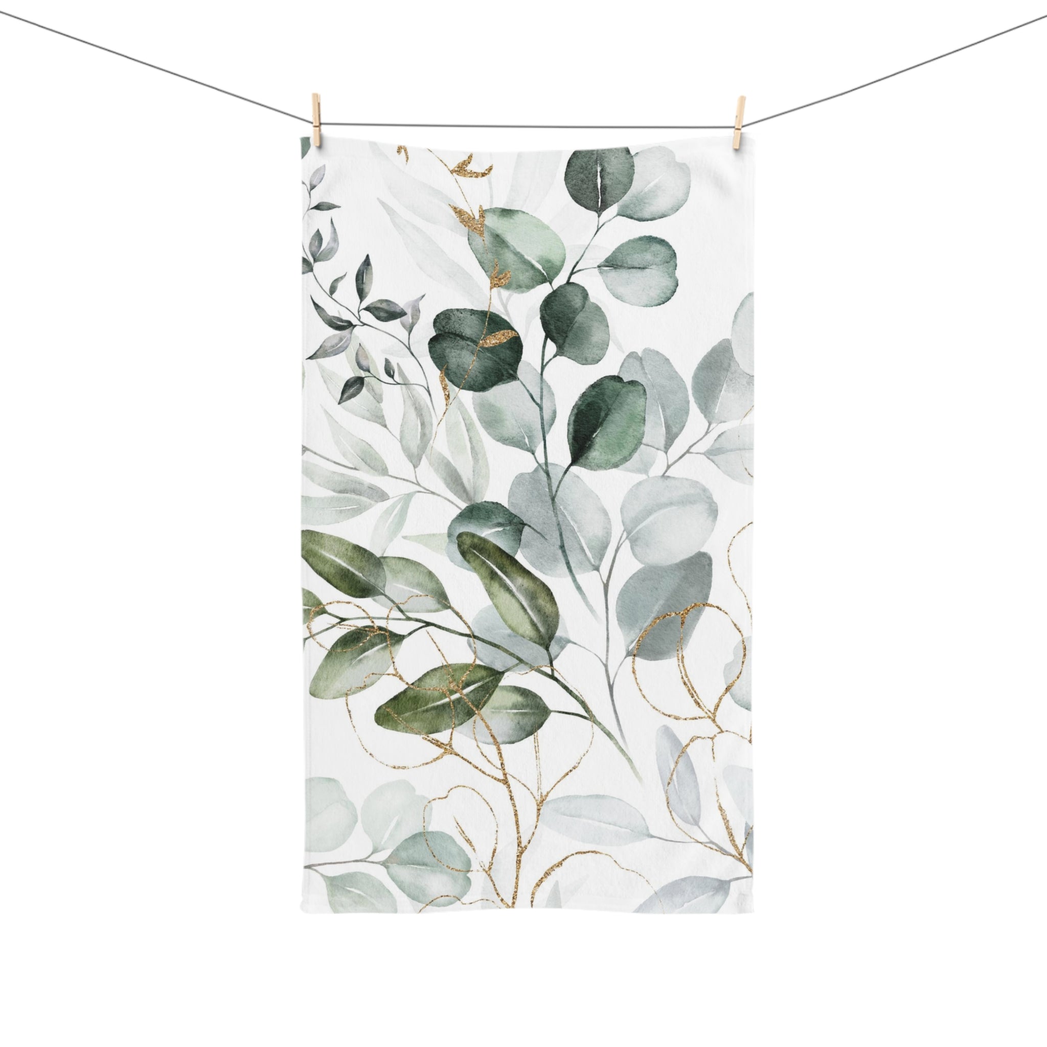 Floral Kitchen, Bath Hand Towel | Sage Green White