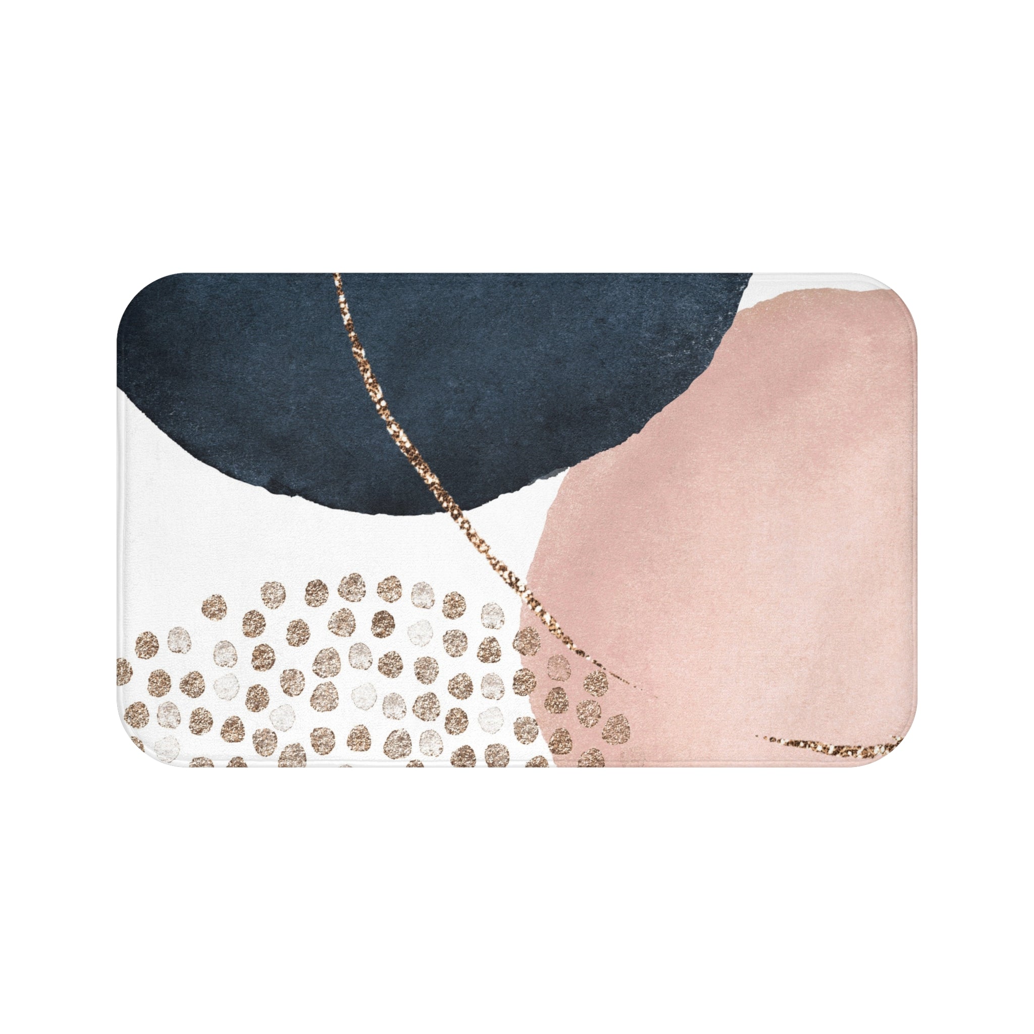 Abstract Bath Mat, Kitchen Mat | Blush Pink, Navy Blue, White Mat