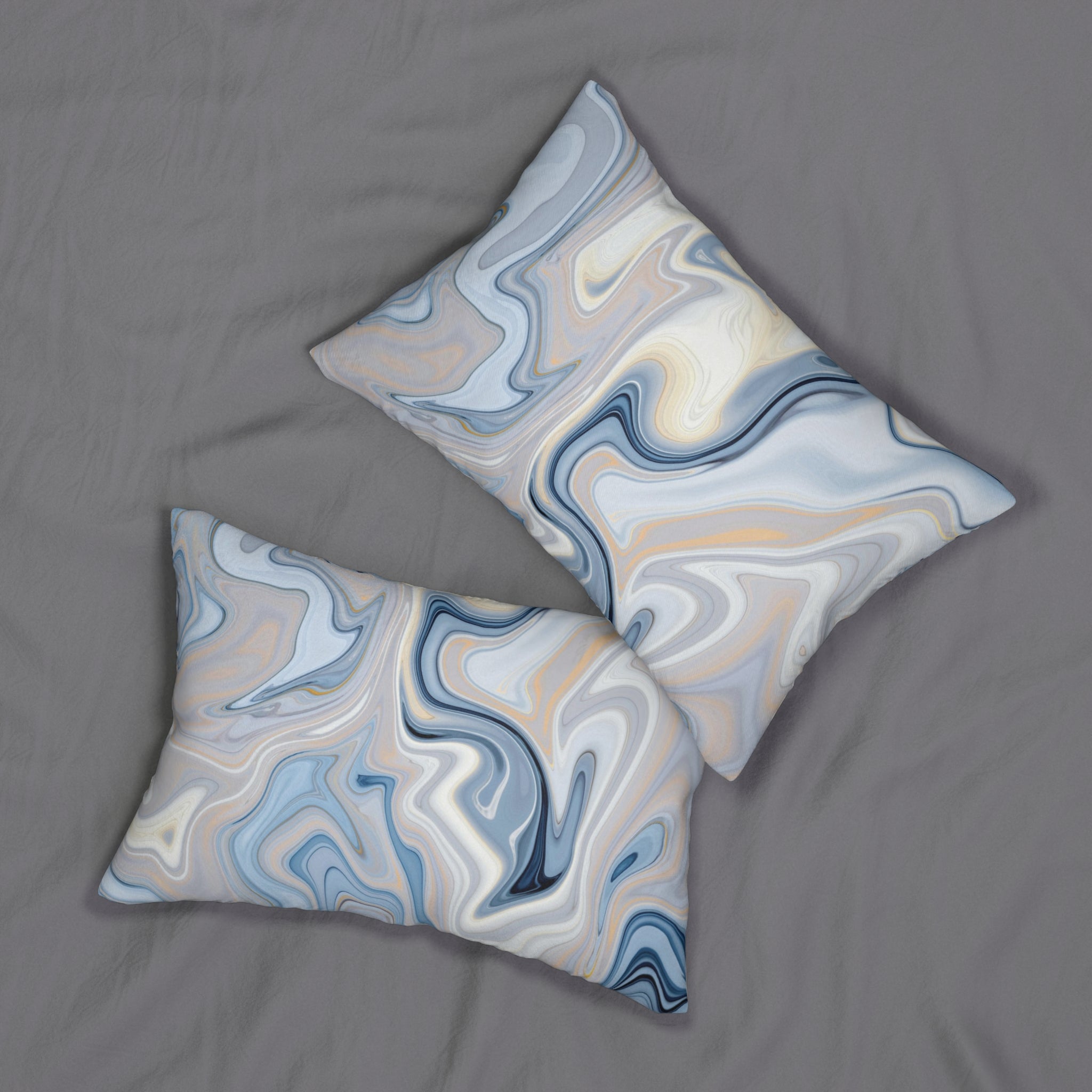 Abstract Lumbar Pillow | Marble Agate, Navy Sky Blue Gray