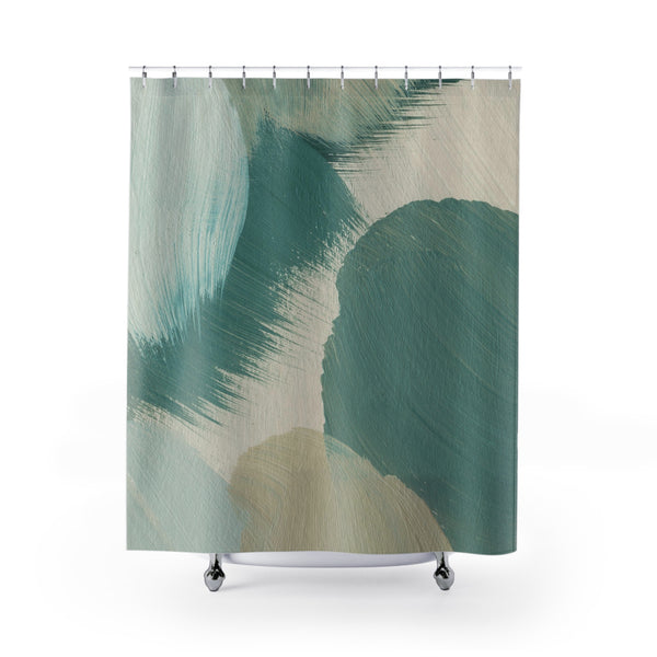 Abstract Shower Curtain | Sage Green, Beige