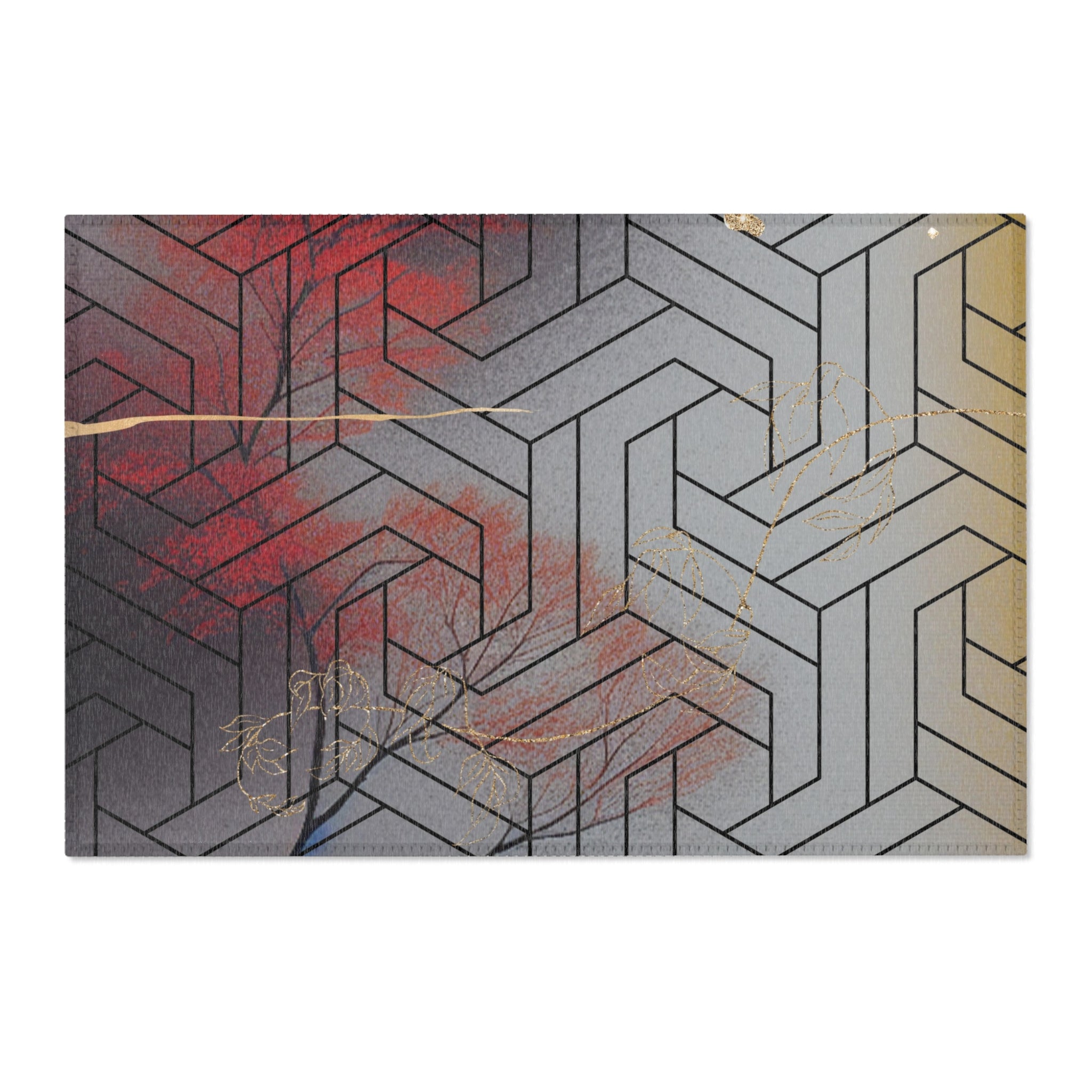 Abstract Colorful Area Rug | Geometric Grey Rug