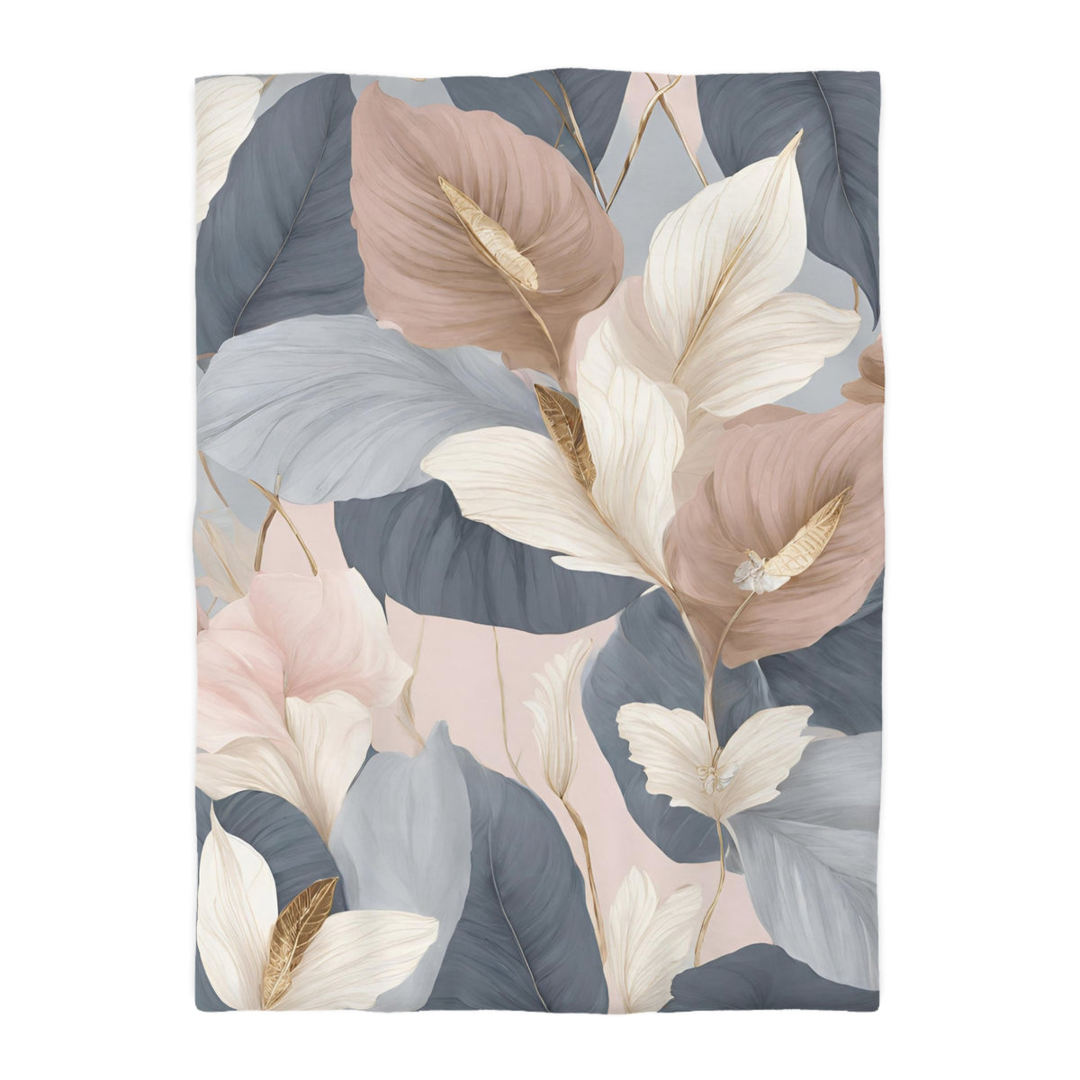 a vibrant and colorful floral pattern with various shades of pink, white, and blue leaves and flowers. The pattern is composed of multiple images, creating a visually striking and dynamic design.