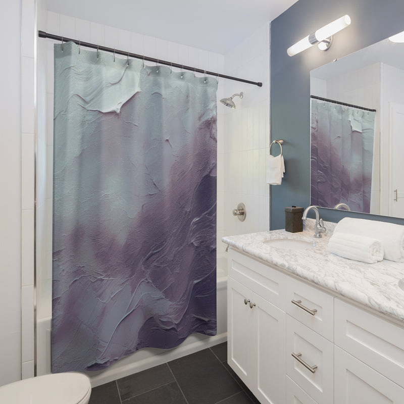 Boho Abstract Shower Curtain | Modern Mint Blue, Lavender Purple