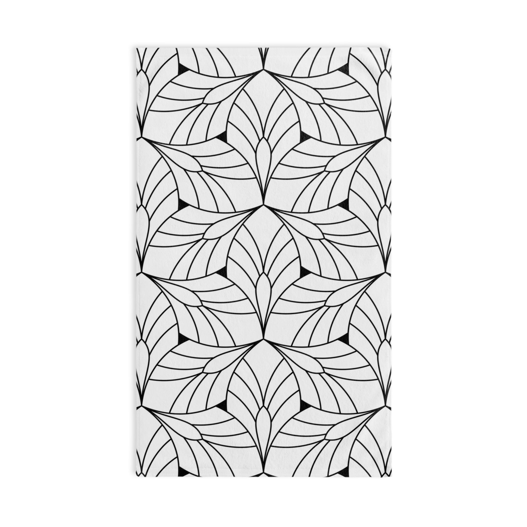 Art Deco, Bath Hand Towel | Black White Minimalist Geometric