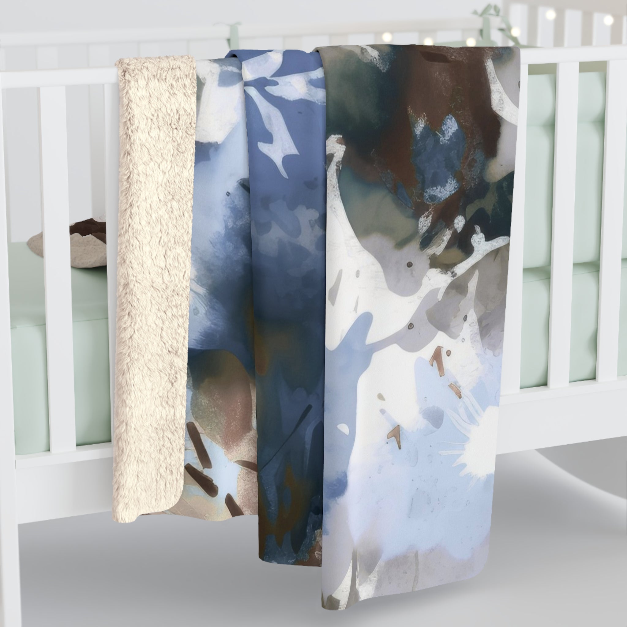 Abstract Floral Throw Blanket | Blue Brown Gradient