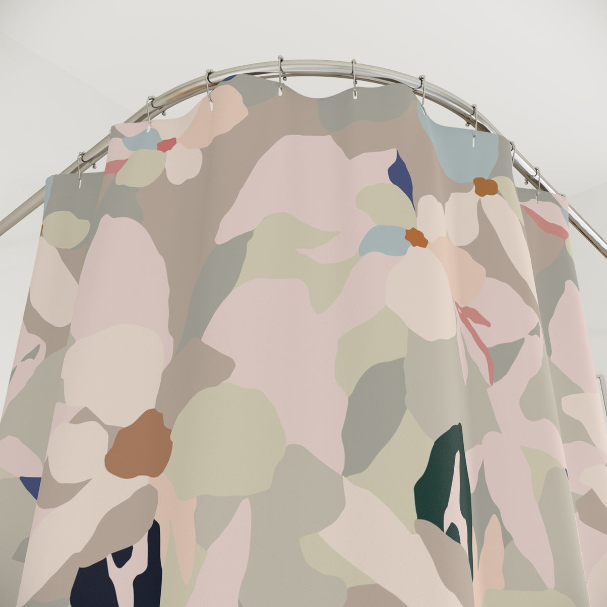 Blush Beige Abstract Petal Shower Curtain, Bath Curtain 71x74
