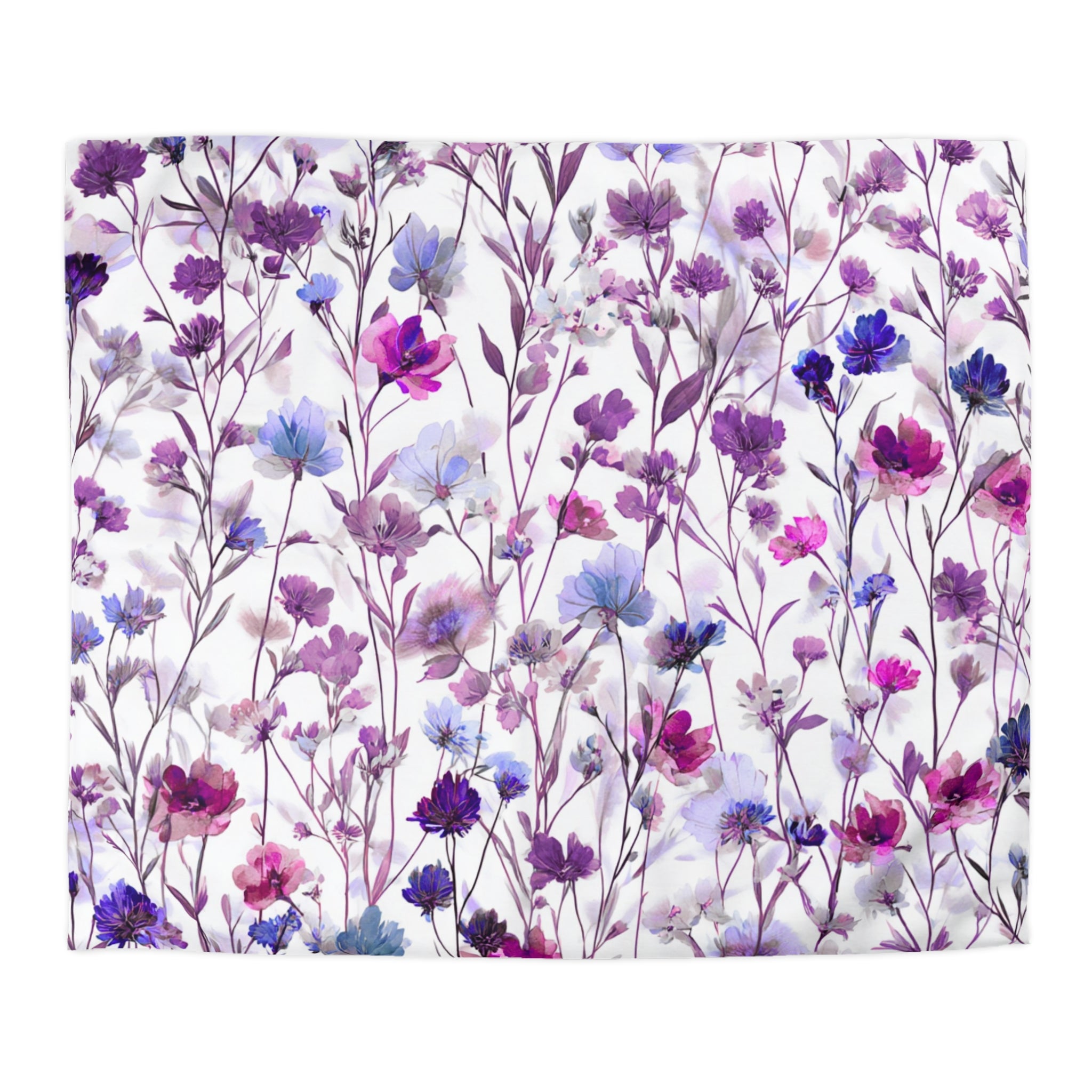 Floral Modern Duvet, Pillow Cover | White Lavender Bedroom Decor