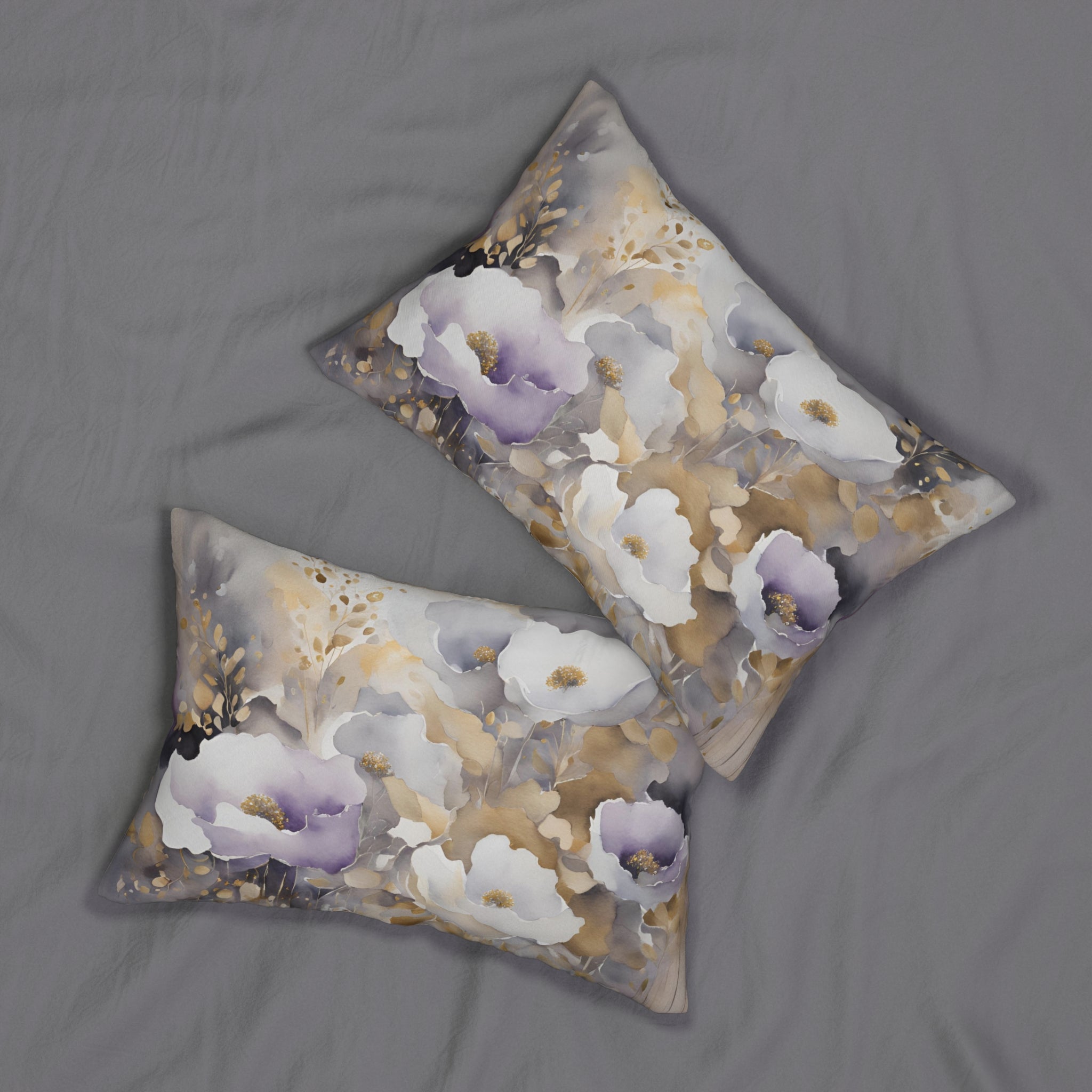 Wildflowers Lumbar Pillow | Floral Beige, Lavender Purple White