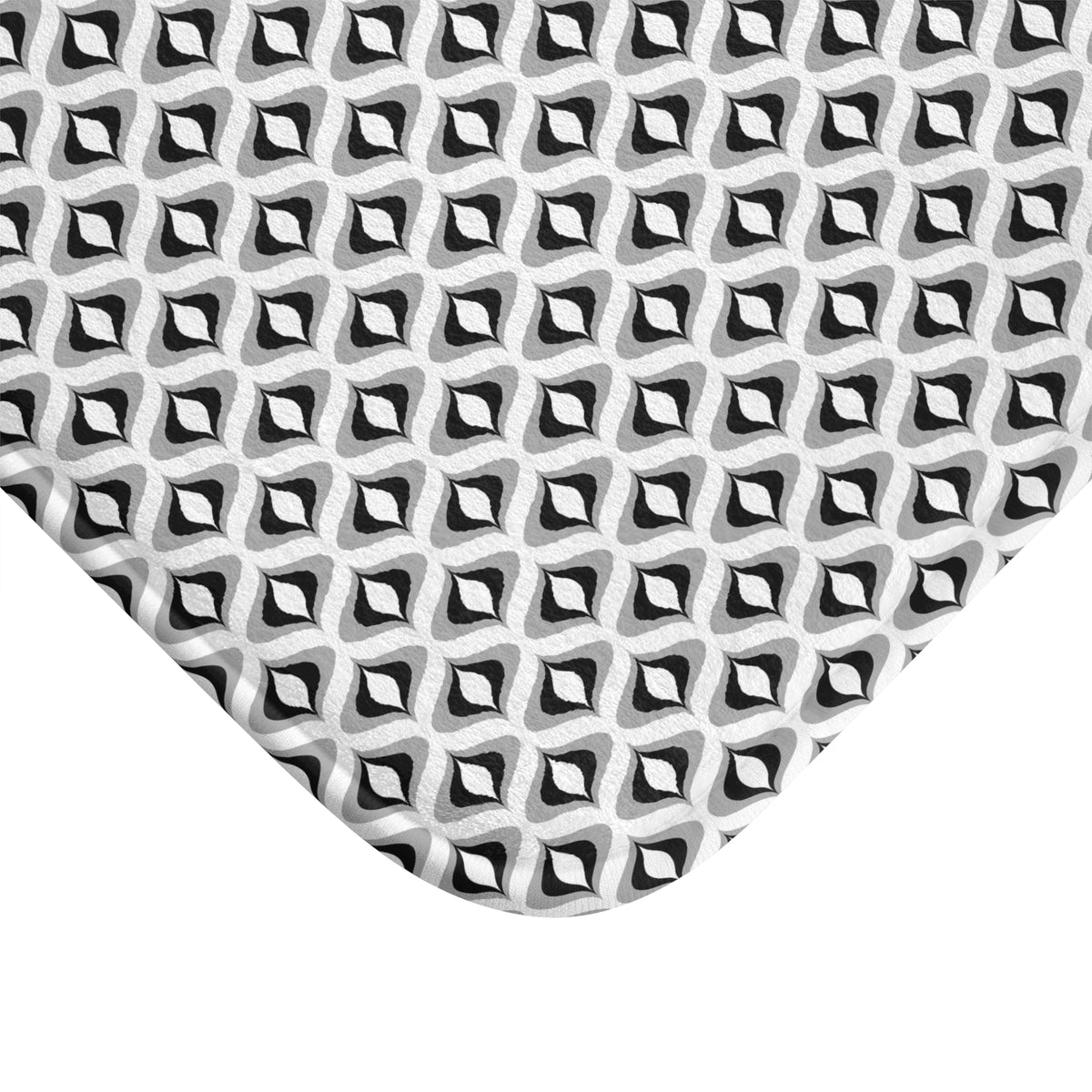 Black Grey Retro Ogee Bath Mat, Mid-Century Bathroom Rug