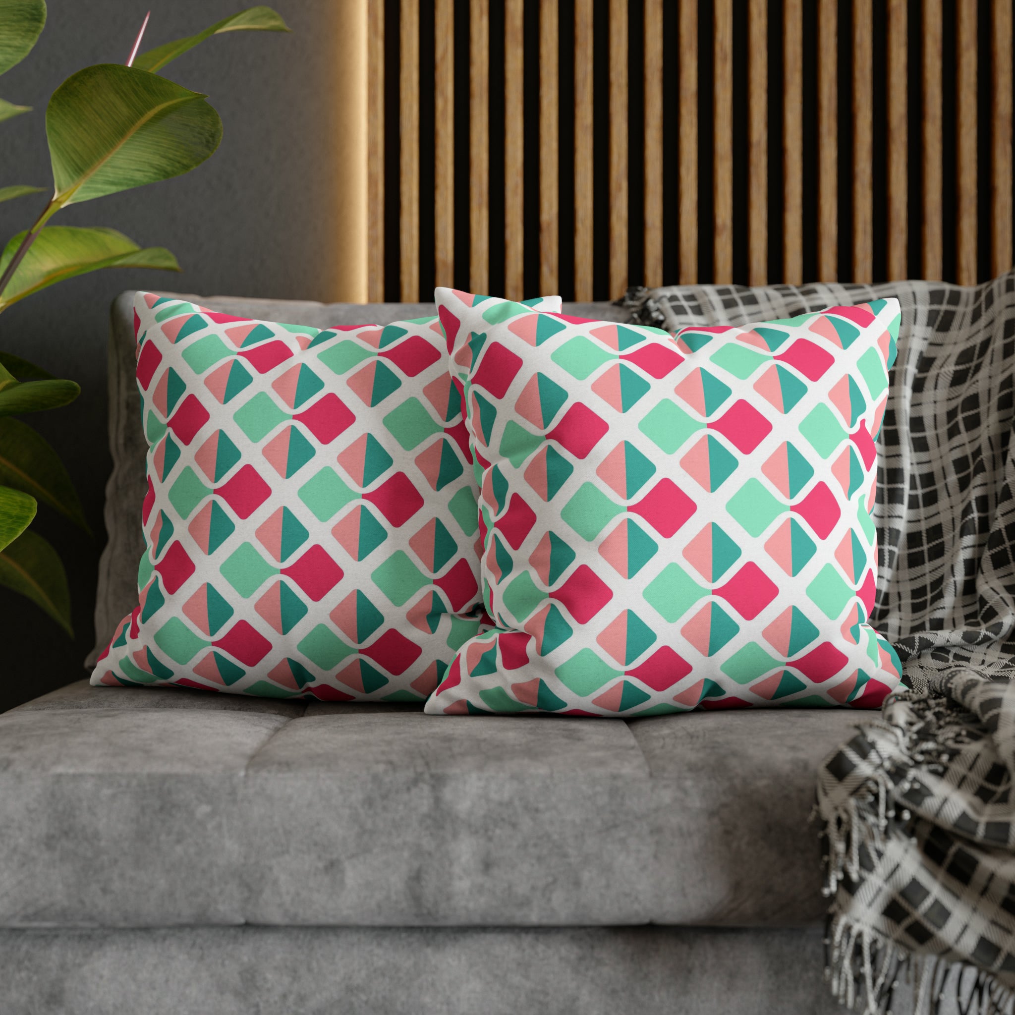 Modern Abstract Pillow Cover | Magenta Pink, Mint Green