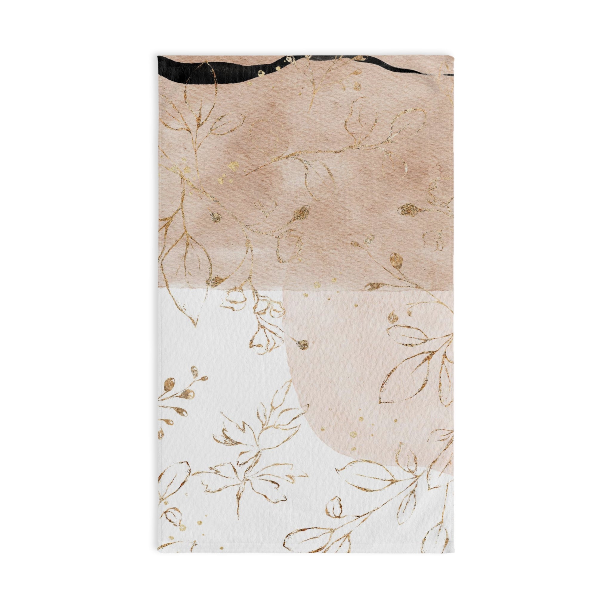 Abstract Kitchen, Bath Hand Towel | Beige White Gold Floral Ombre