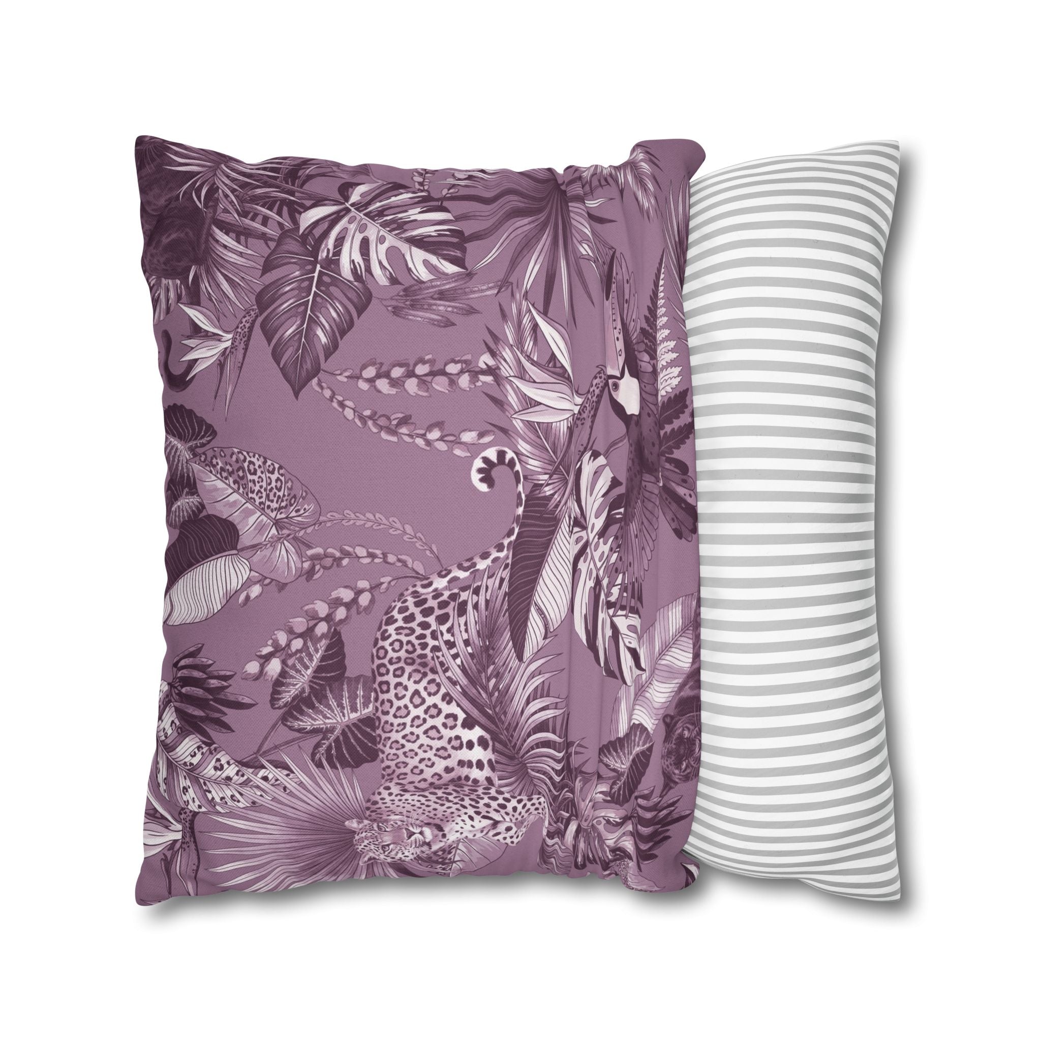 Jungel Throw Pillow Cover, Plum Coastal Nature Decor Cushion