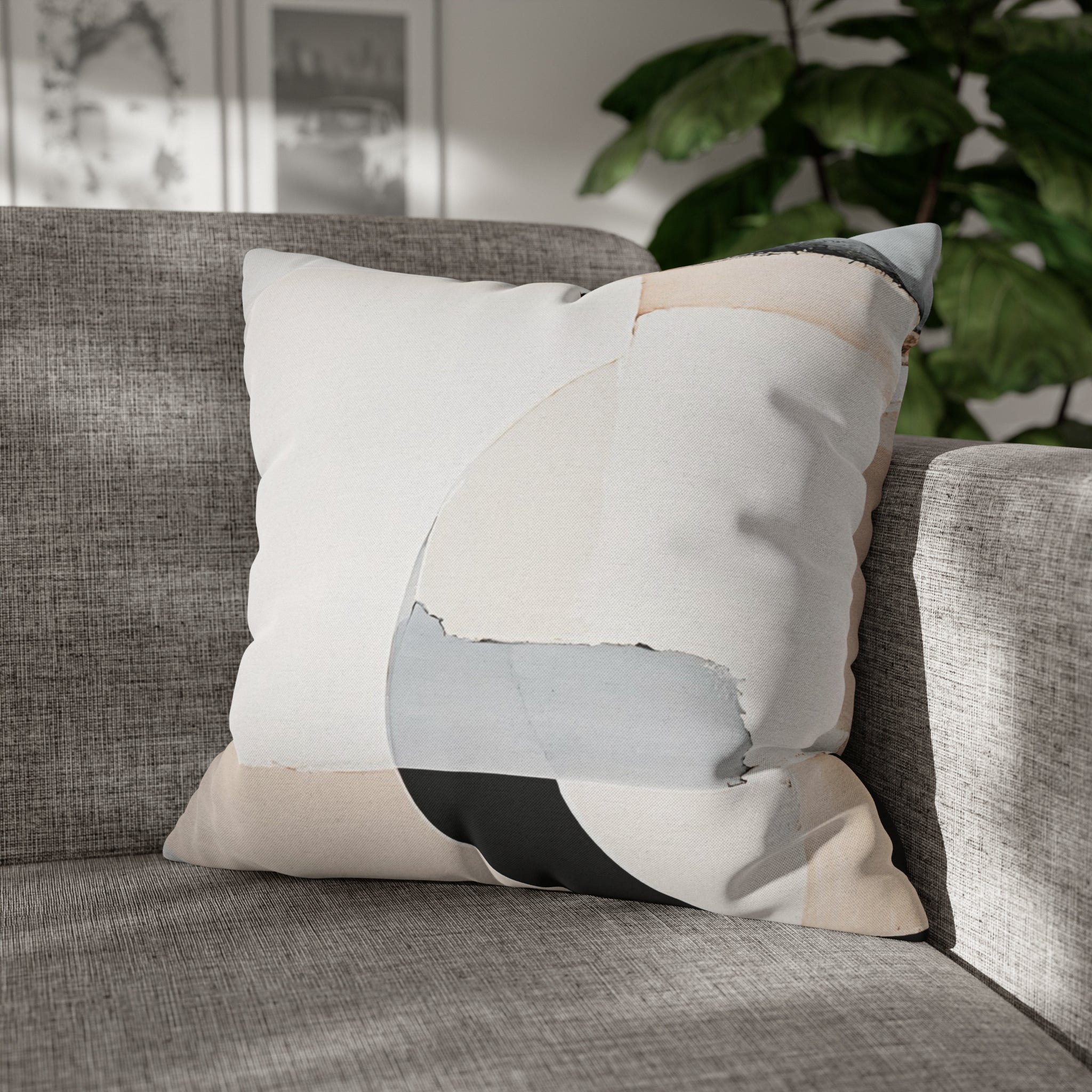 Cushion Throw Pillow Cover | Abstract Beige Grey Black White