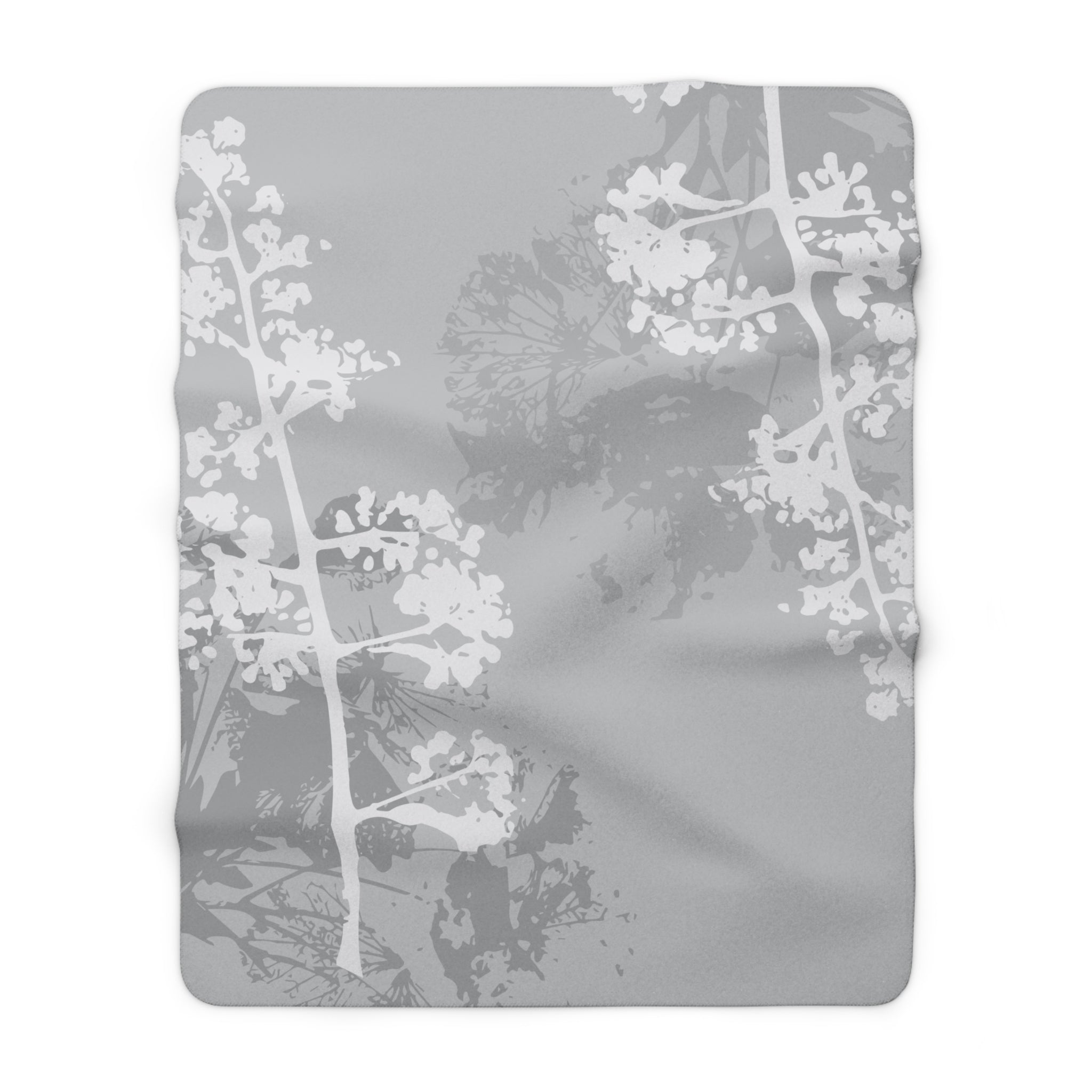 Abstract Throw Blanket | Grey White Floral Minimalist Art