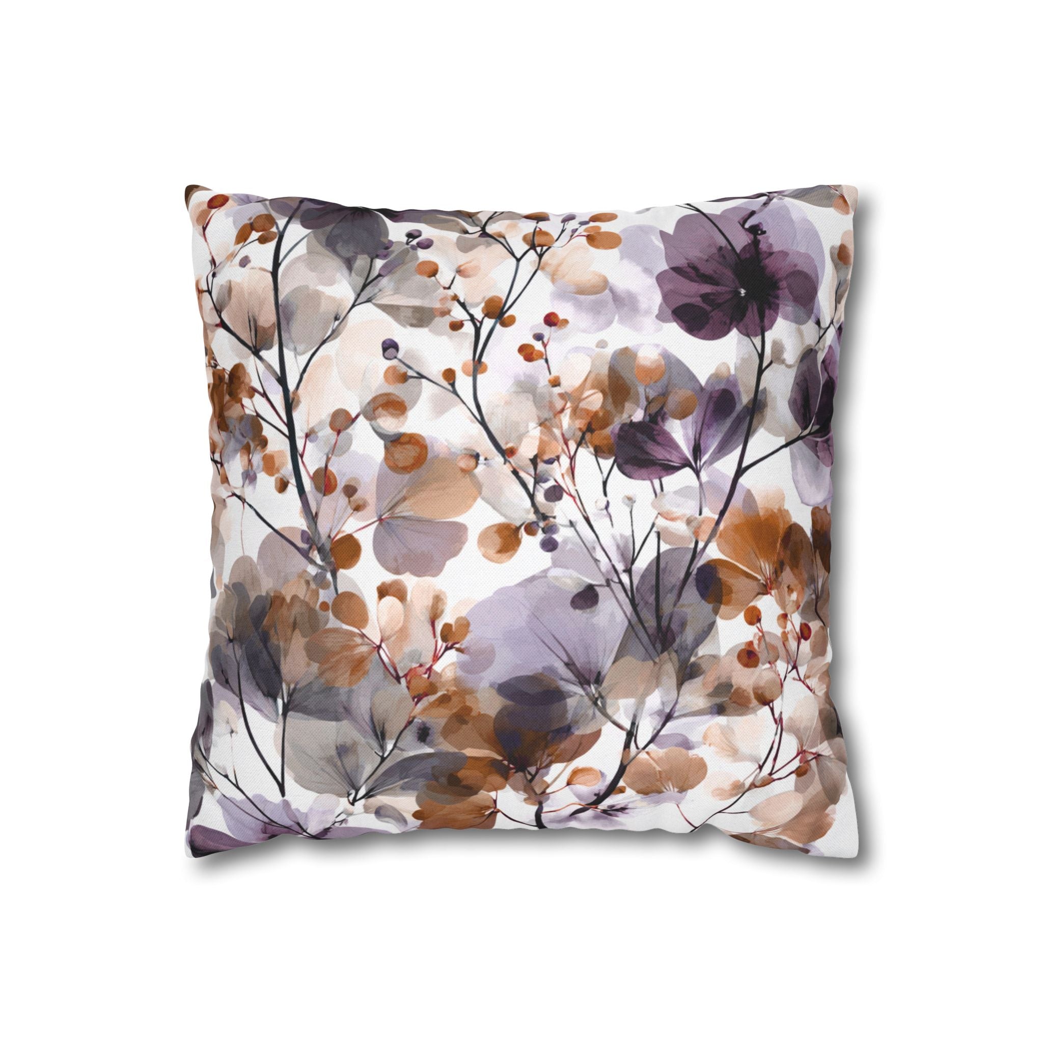 Floral Pillow Cover | Purple Rust White Watercolor Pillowcase
