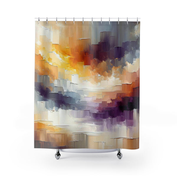 Colorful Shower Curtain | Yellow White Purple Paint
