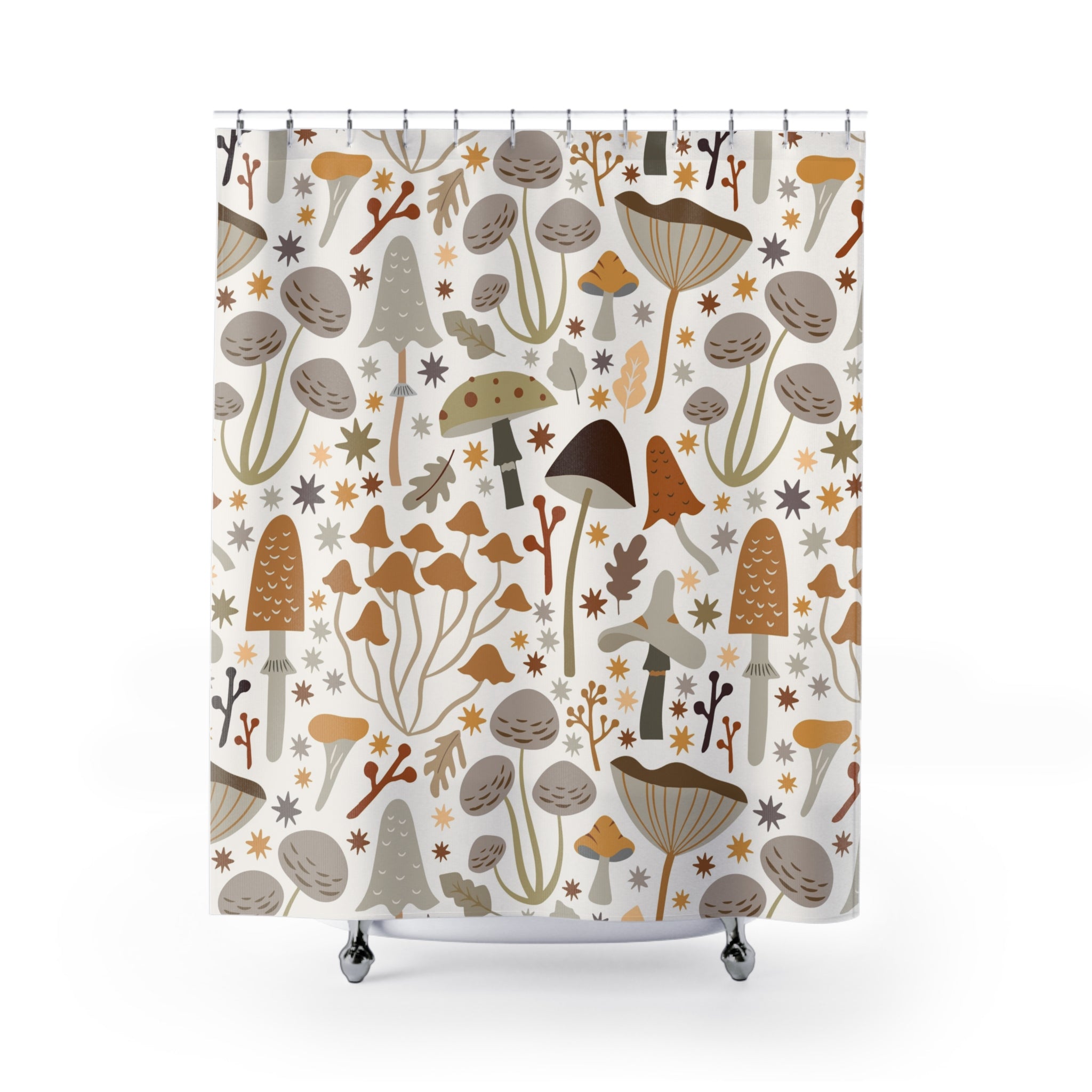 Mushroom shower curtain | Shabby Chic Beige Grey